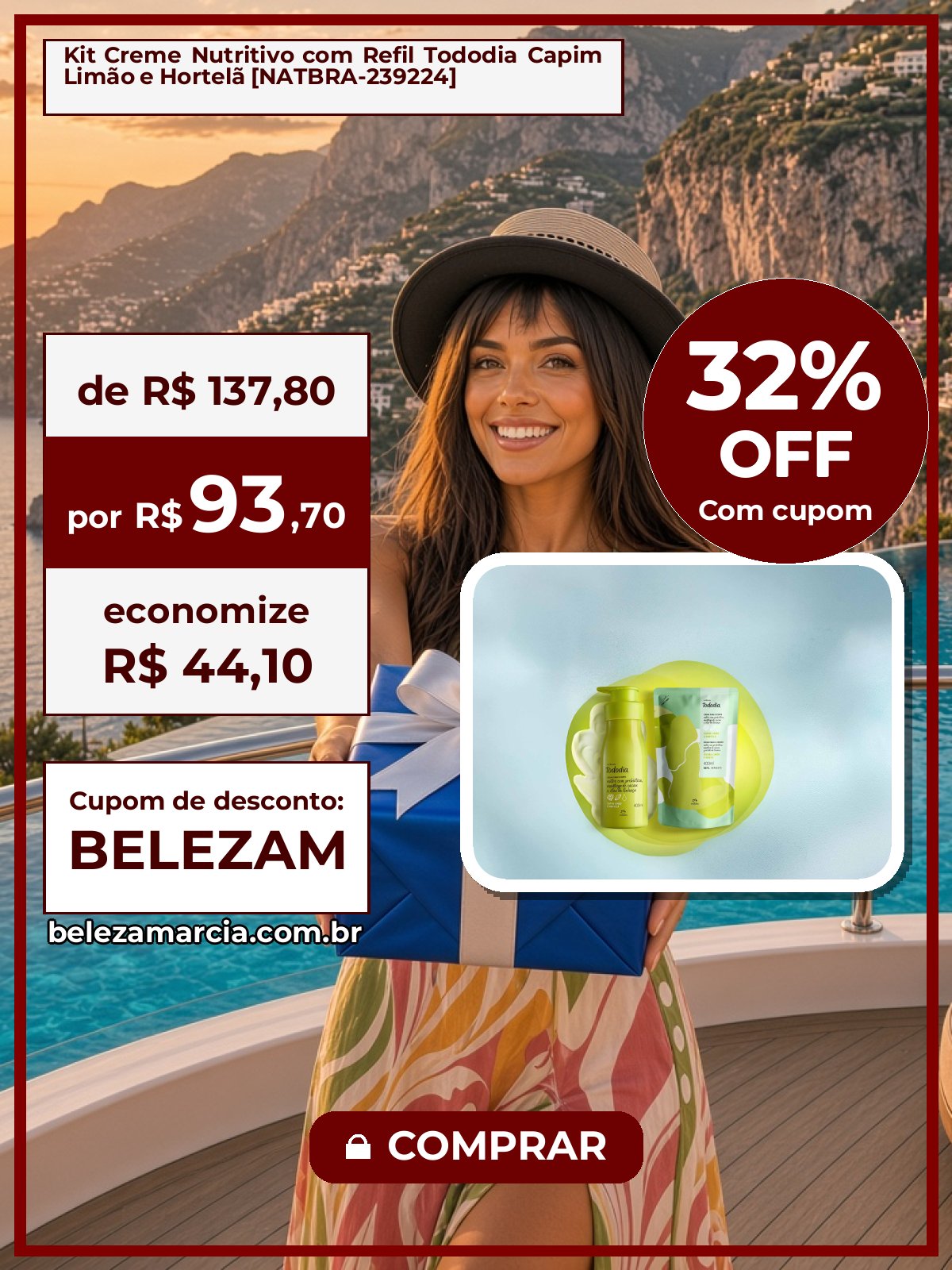 Kit Creme Nutritivo com Refil Tododia Capim Limão e Hortelã [NATBRA-239224]