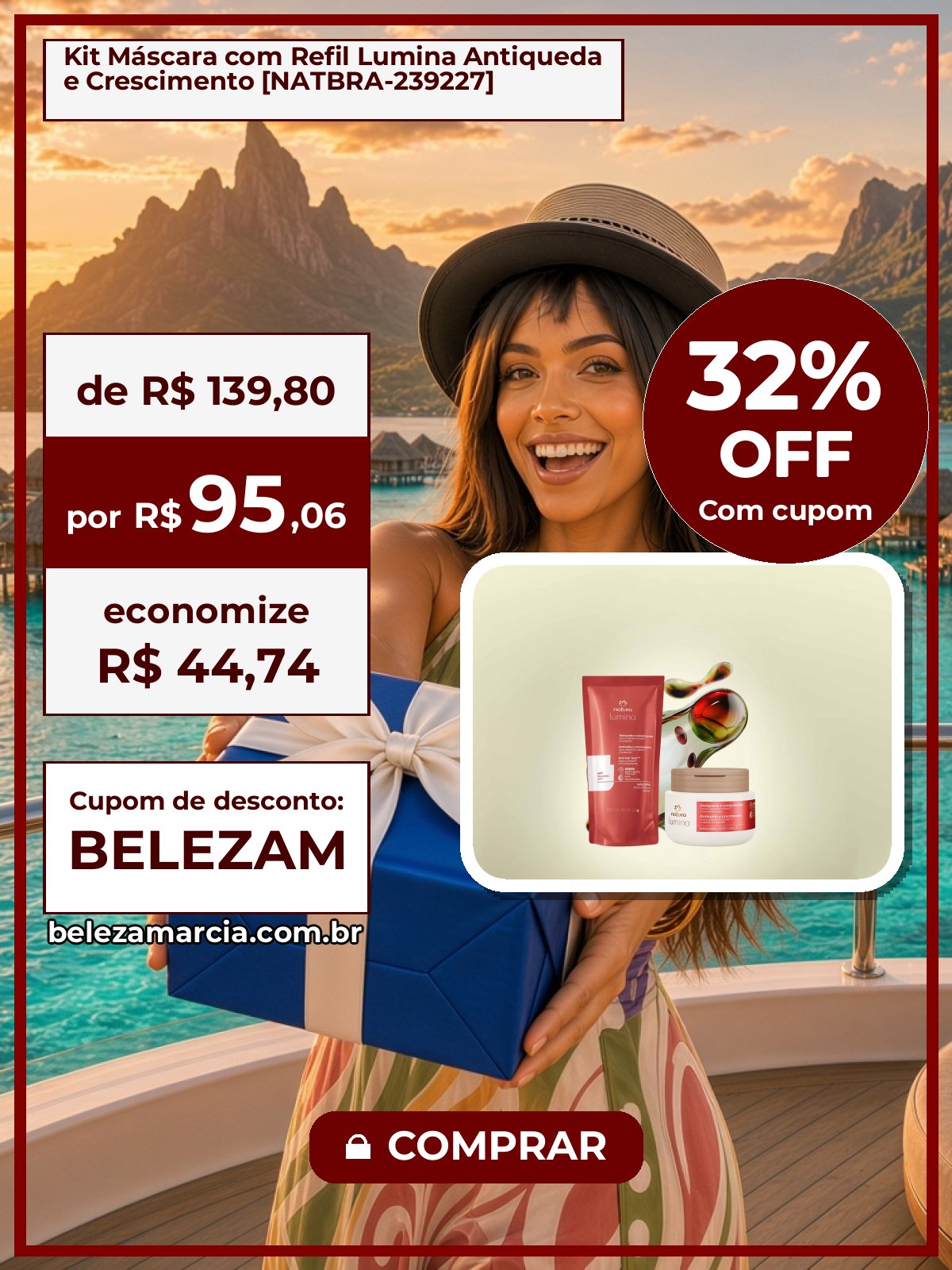 Kit Máscara com Refil Lumina Antiqueda e Crescimento [NATBRA-239227]