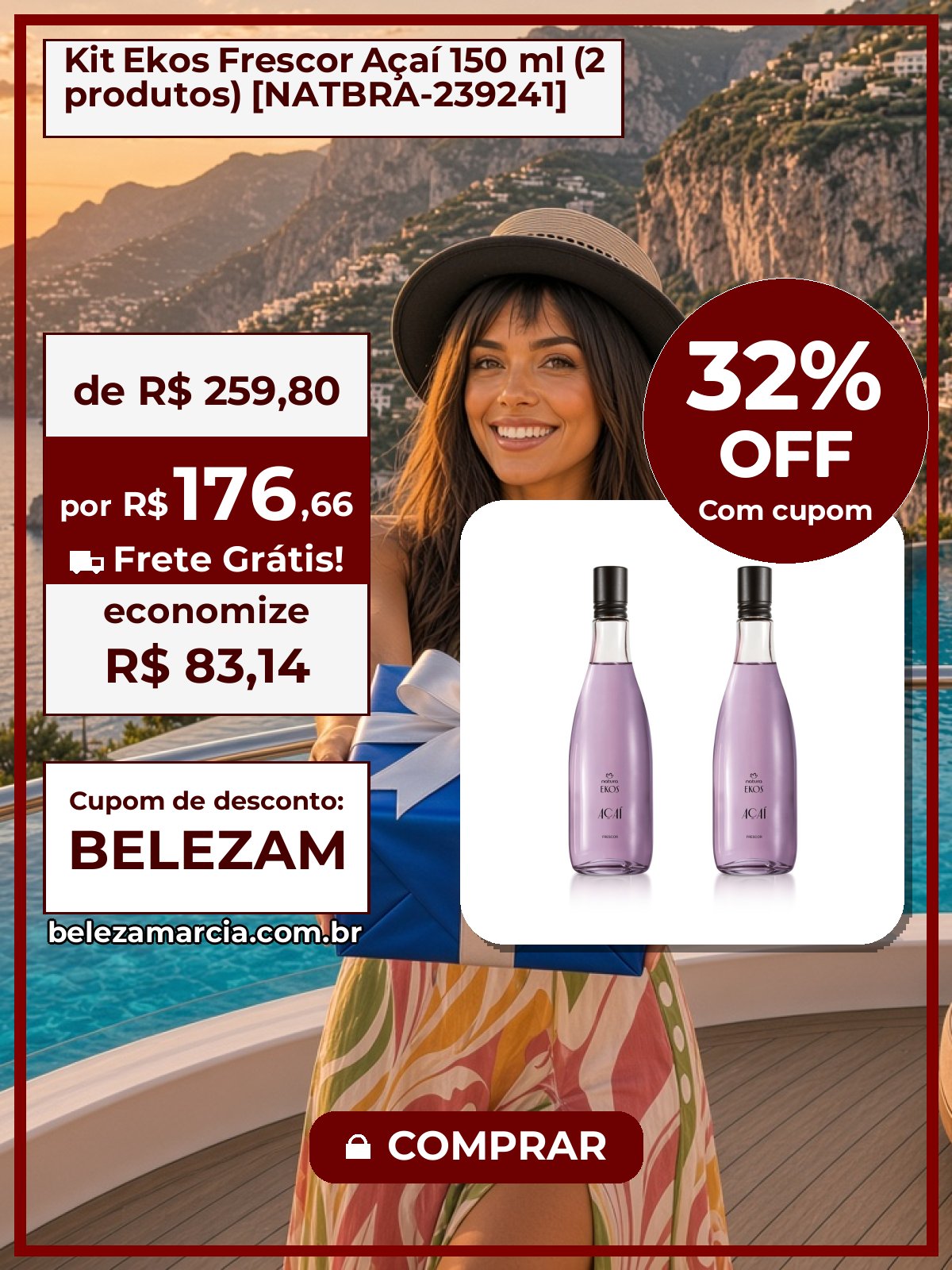 Kit Ekos Frescor Açaí 150 ml (2 produtos) [NATBRA-239241]