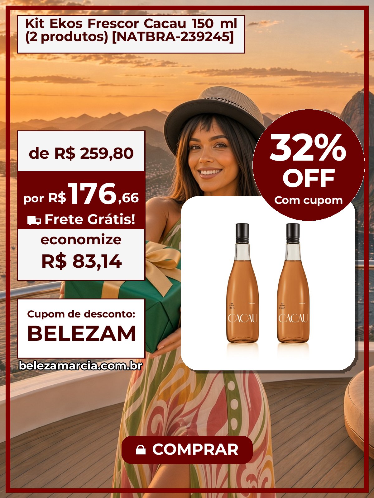 Kit Ekos Frescor Cacau 150 ml (2 produtos) [NATBRA-239245]