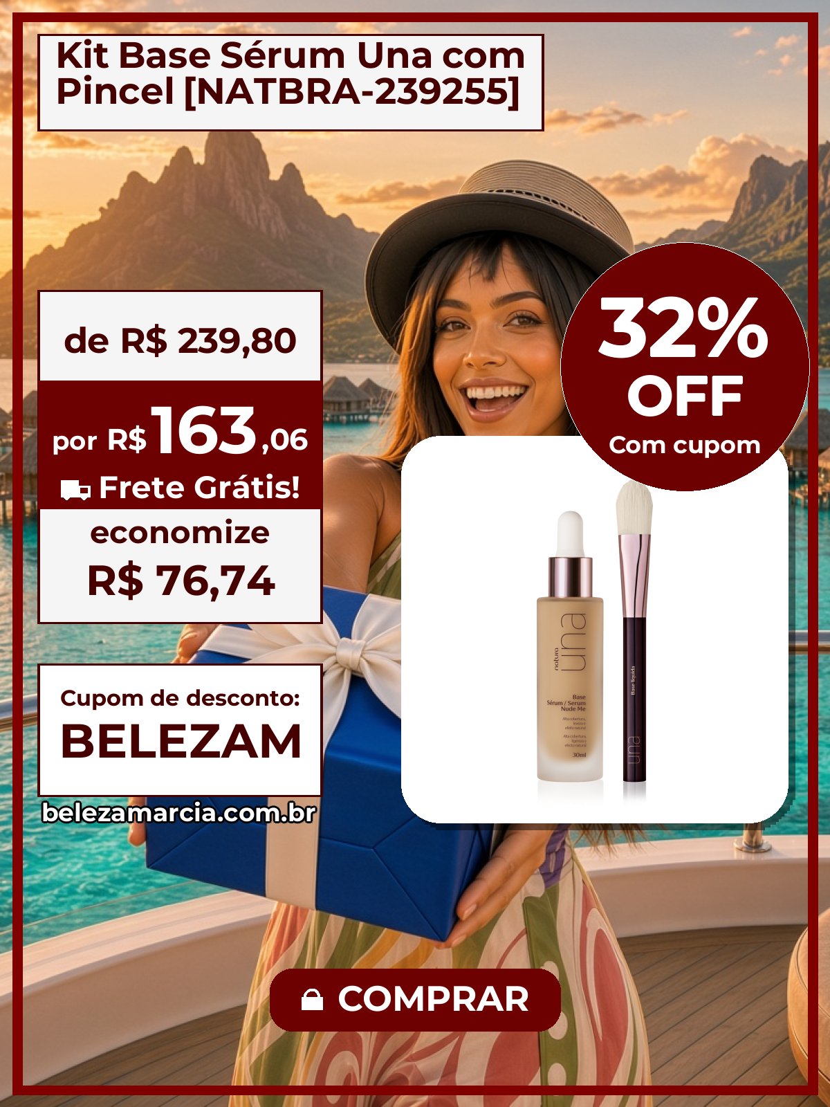 Kit Base Sérum Una com Pincel [NATBRA-239255]