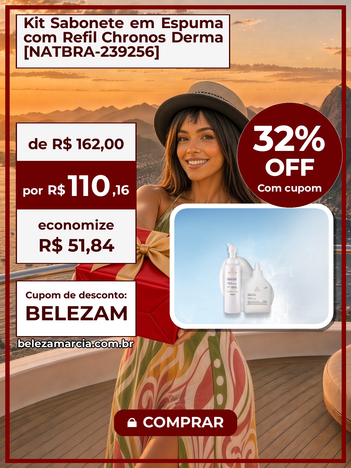 Kit Sabonete em Espuma com Refil Chronos Derma [NATBRA-239256]