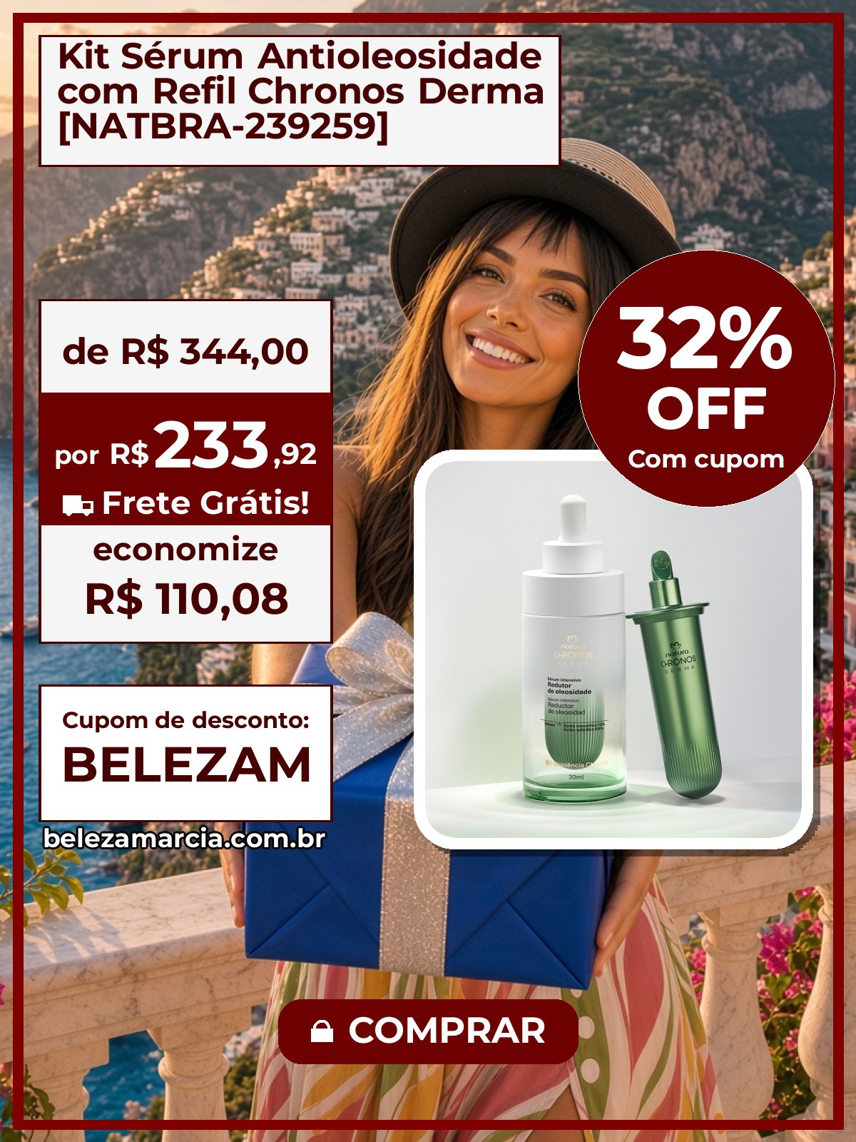 Kit Sérum Antioleosidade com Refil Chronos Derma [NATBRA-239259]