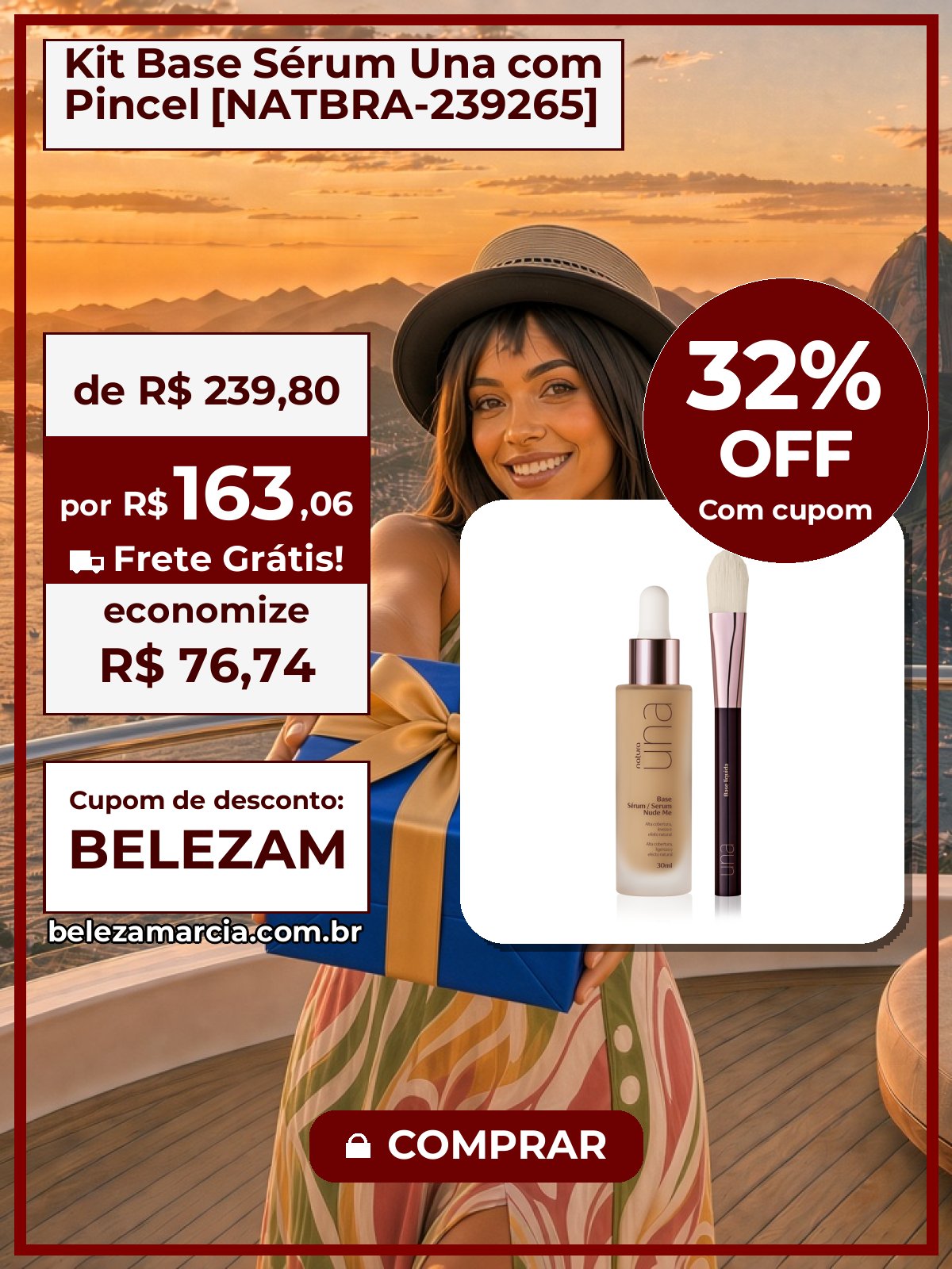 Kit Base Sérum Una com Pincel [NATBRA-239265]