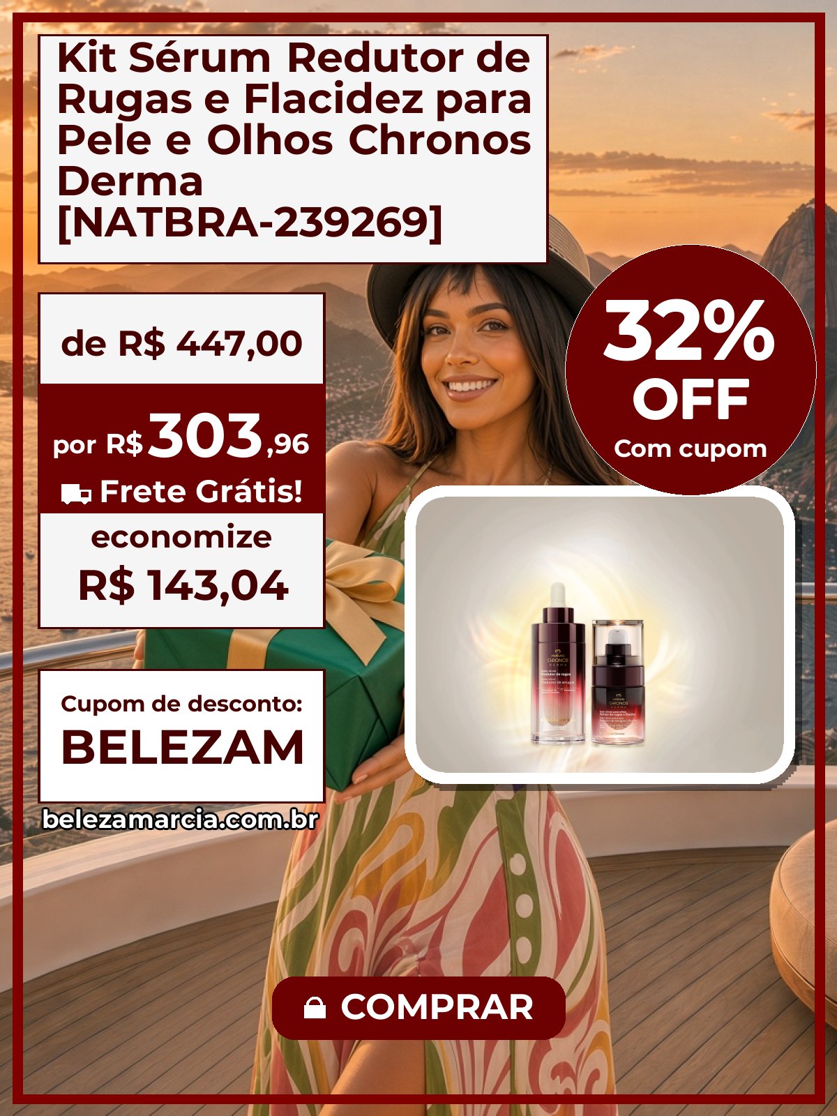 Kit Sérum Redutor de Rugas e Flacidez para Pele e Olhos Chronos Derma [NATBRA-239269]
