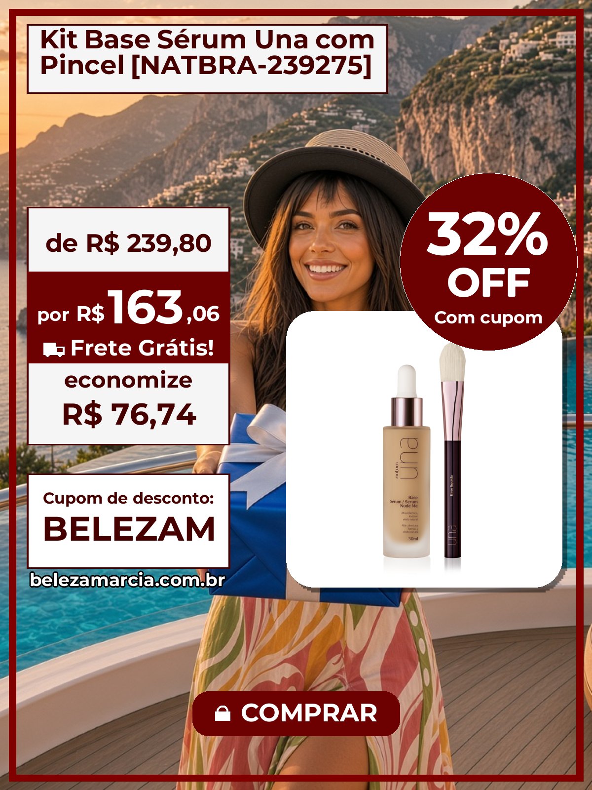 Kit Base Sérum Una com Pincel [NATBRA-239275]