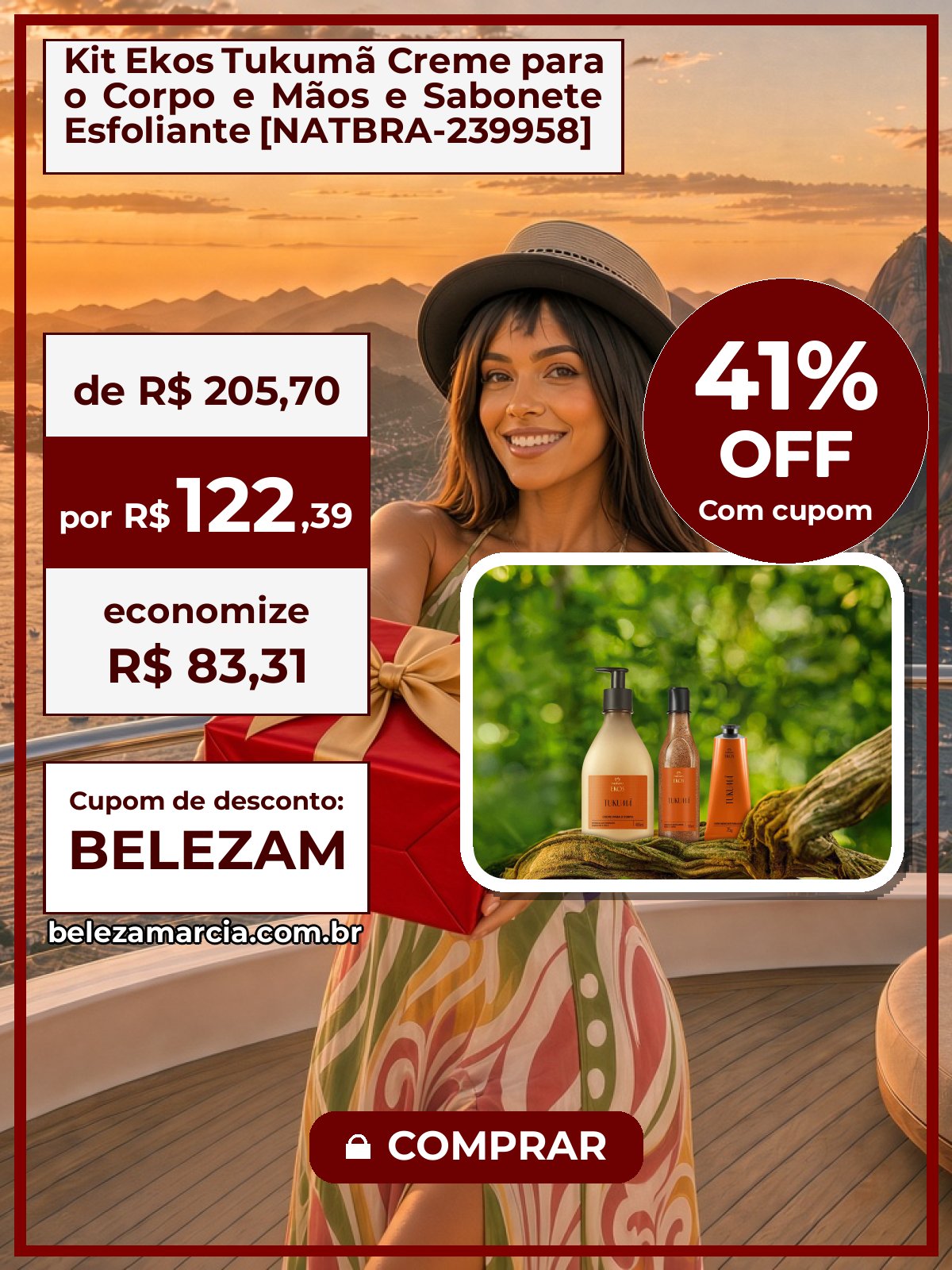 Kit Ekos Tukumã Creme para o Corpo e Mãos e Sabonete Esfoliante [NATBRA-239958]