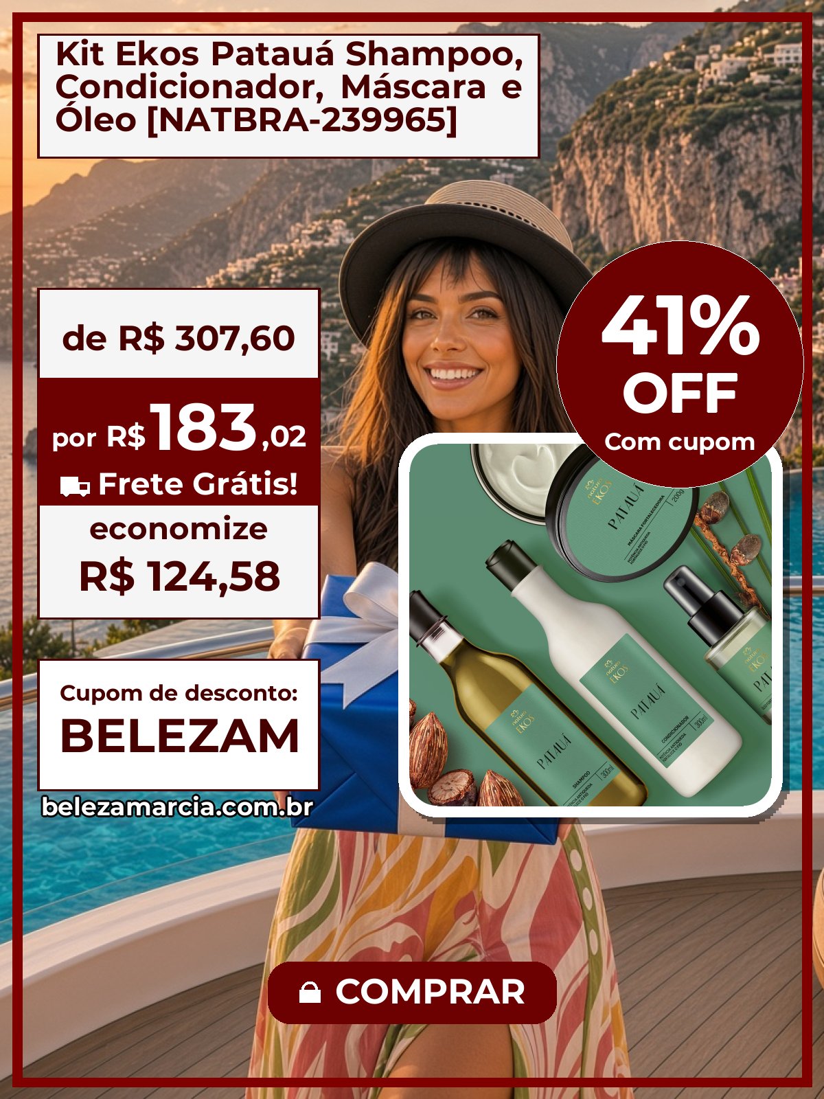Kit Ekos Patauá Shampoo, Condicionador, Máscara e Óleo [NATBRA-239965]