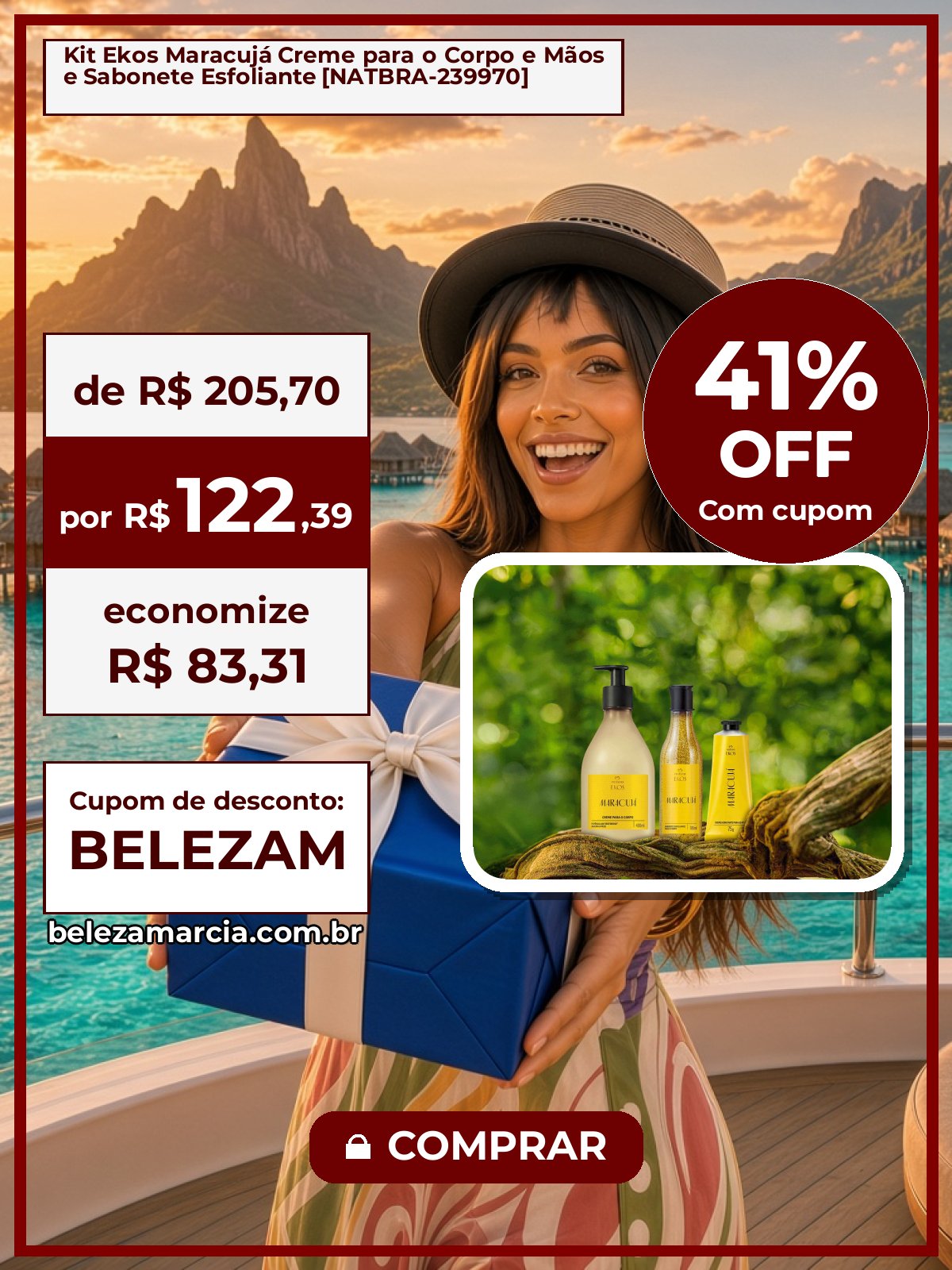 Kit Ekos Maracujá Creme para o Corpo e Mãos e Sabonete Esfoliante [NATBRA-239970]