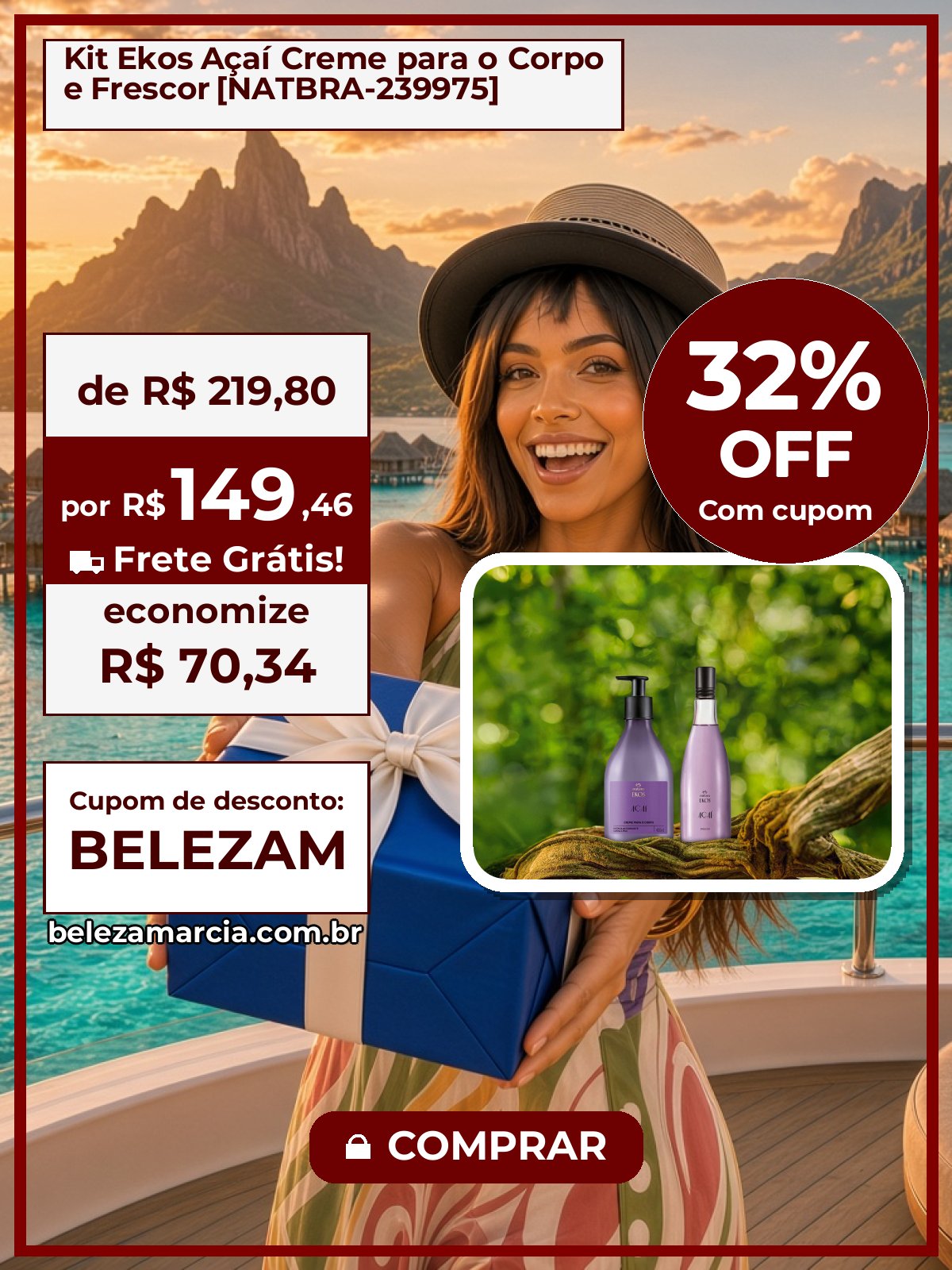 Kit Ekos Açaí Creme para o Corpo e Frescor [NATBRA-239975]