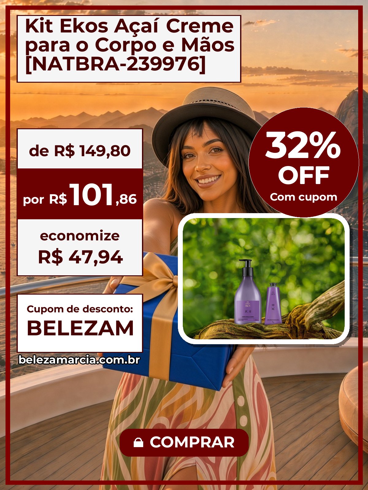 Kit Ekos Açaí Creme para o Corpo e Mãos [NATBRA-239976]