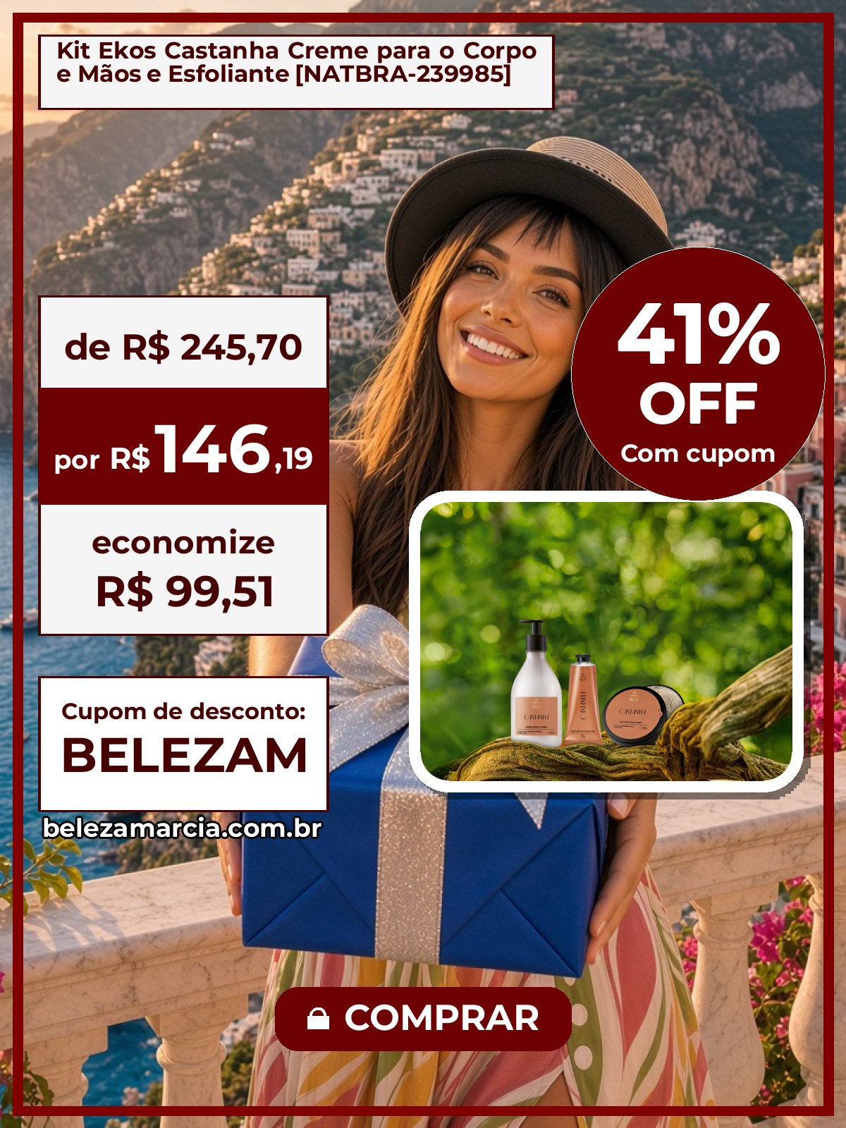 Kit Ekos Castanha Creme para o Corpo e Mãos e Esfoliante [NATBRA-239985]