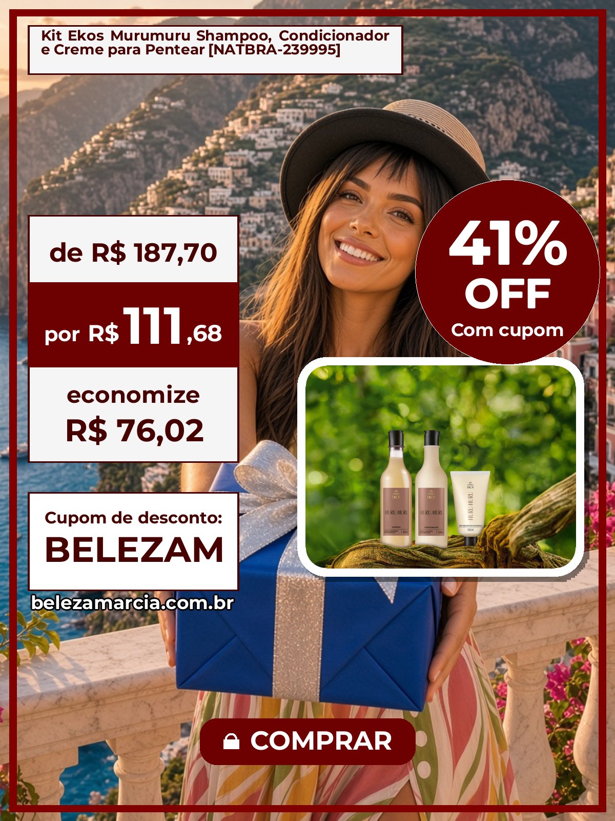 Kit Ekos Murumuru Shampoo, Condicionador e Creme para Pentear [NATBRA-239995]