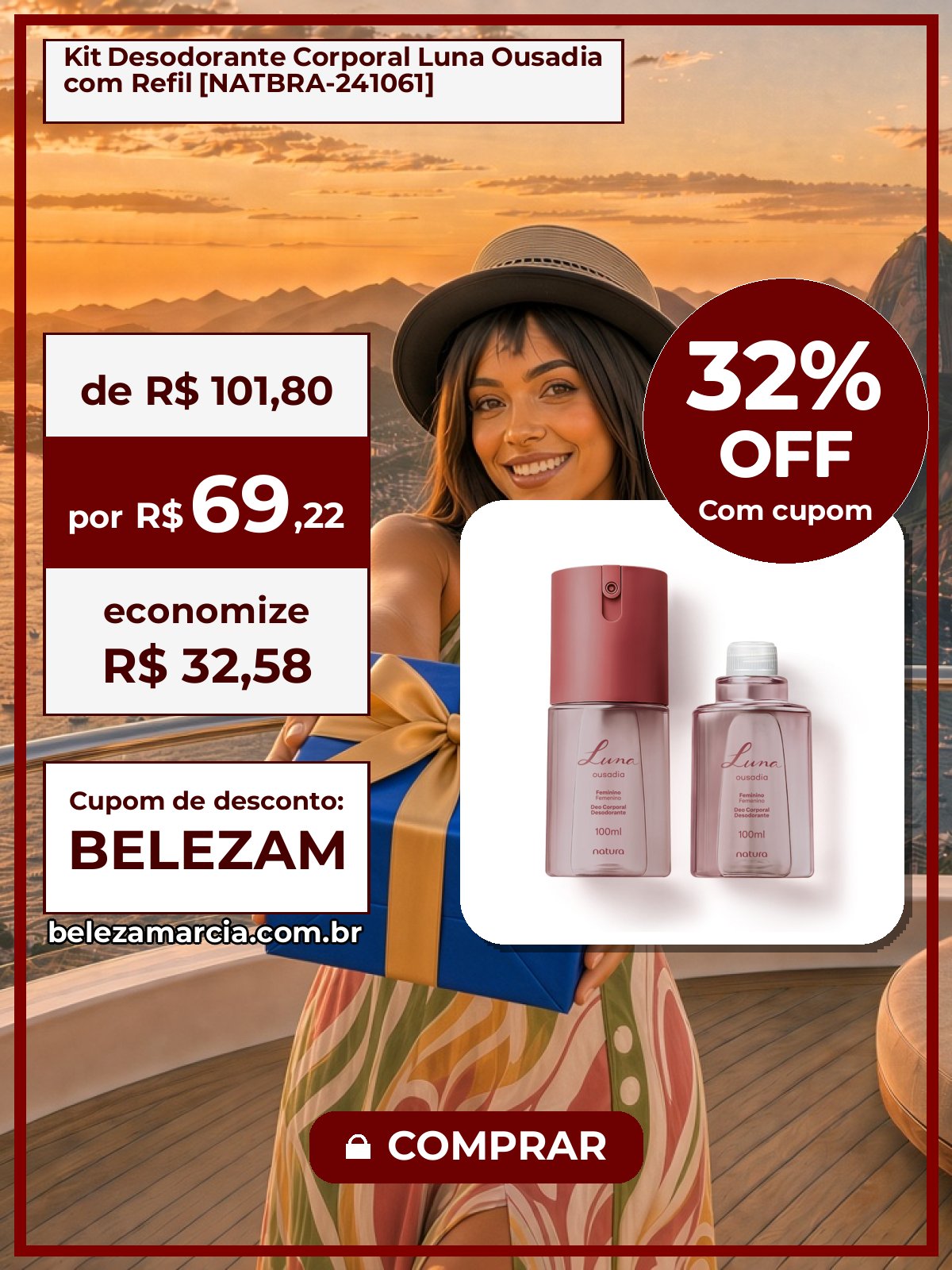Kit Desodorante Corporal Luna Ousadia com Refil [NATBRA-241061]