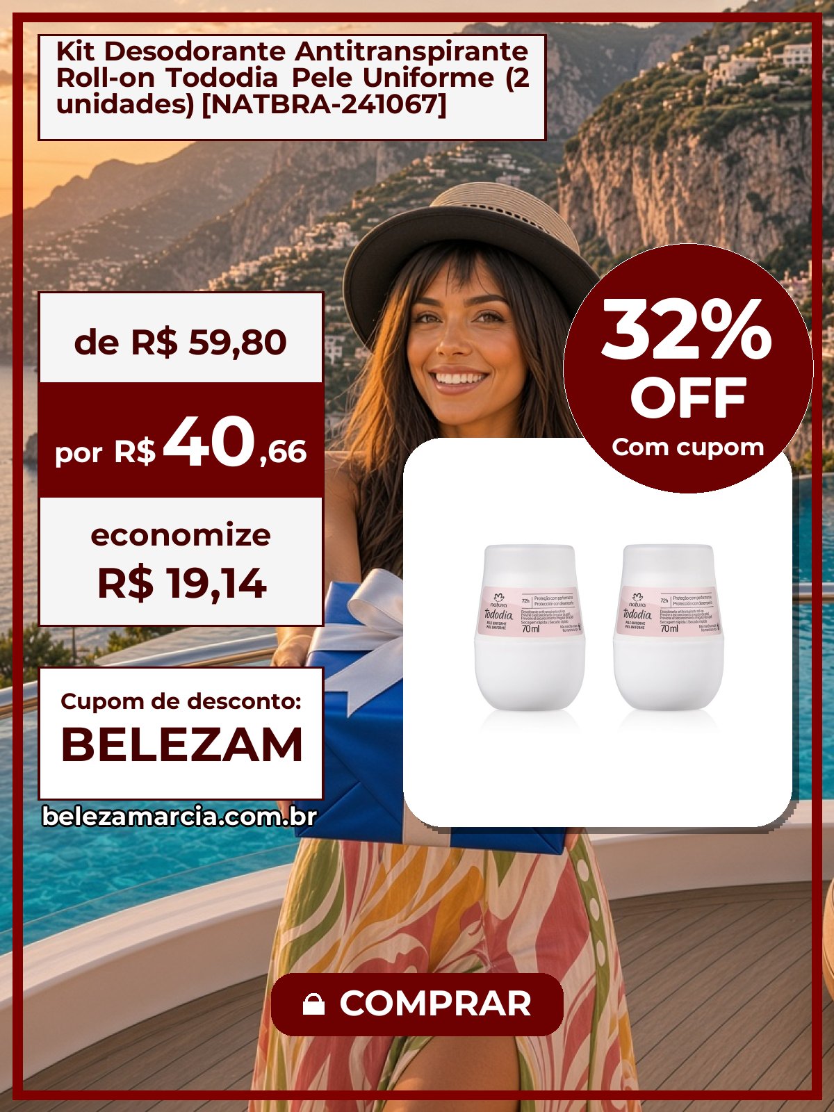 Kit Desodorante Antitranspirante Roll-on Tododia Pele Uniforme (2 unidades) [NATBRA-241067]
