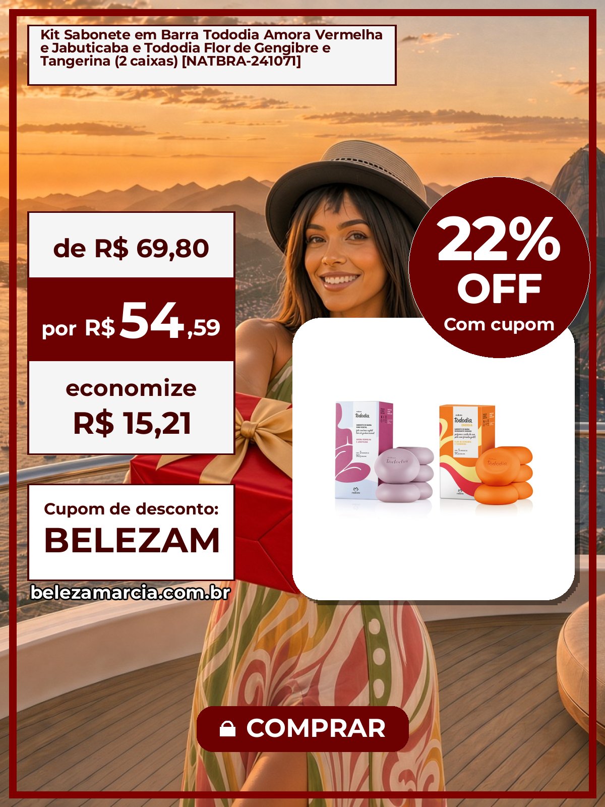 Kit Sabonete em Barra Tododia Amora Vermelha e Jabuticaba e Tododia Flor de Gengibre e Tangerina (2 caixas) [NATBRA-241071]