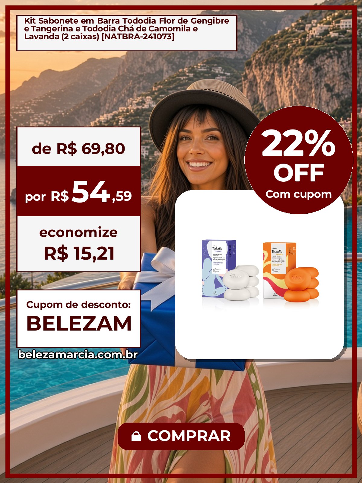 Kit Sabonete em Barra Tododia Flor de Gengibre e Tangerina e Tododia Chá de Camomila e Lavanda (2 caixas) [NATBRA-241073]