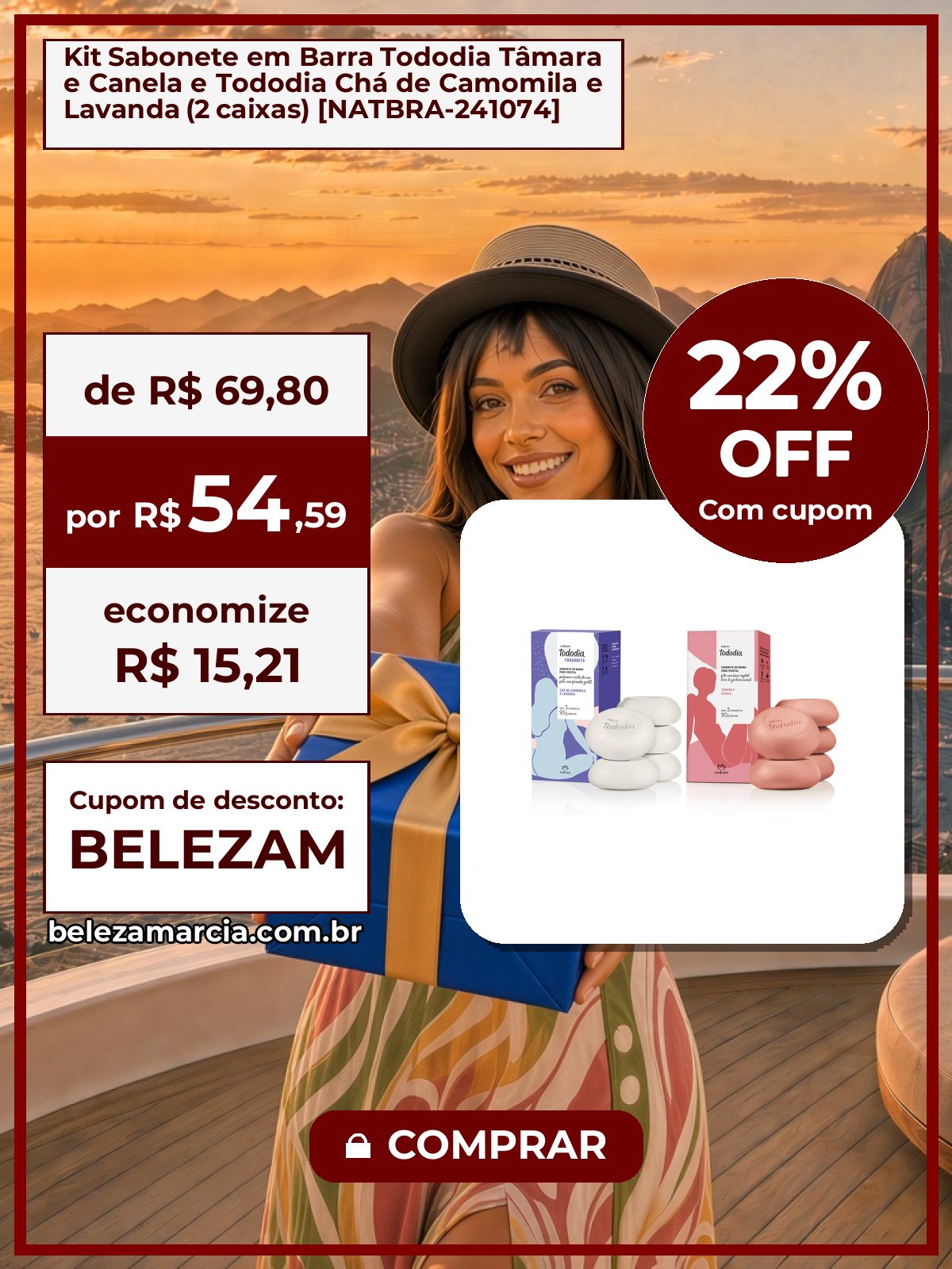 Kit Sabonete em Barra Tododia Tâmara e Canela e Tododia Chá de Camomila e Lavanda (2 caixas) [NATBRA-241074]