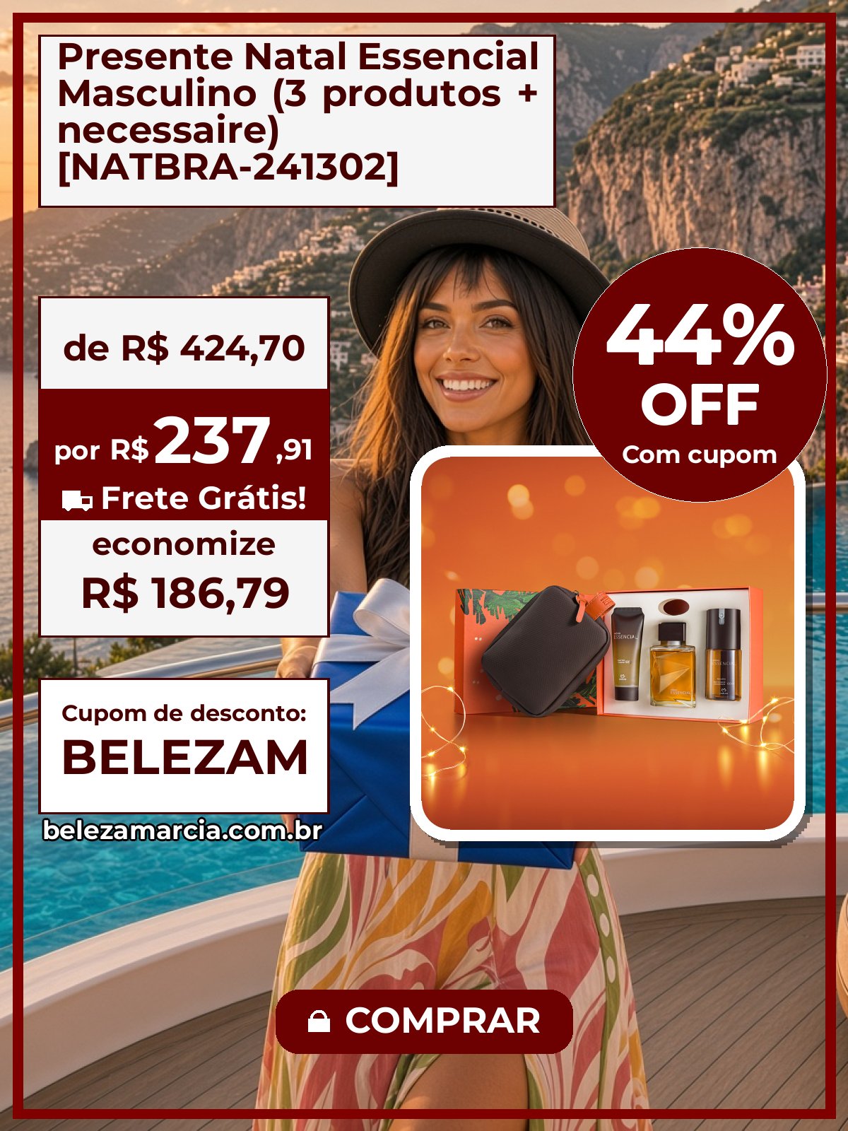 Presente Natal Essencial Masculino (3 produtos + necessaire) [NATBRA-241302]