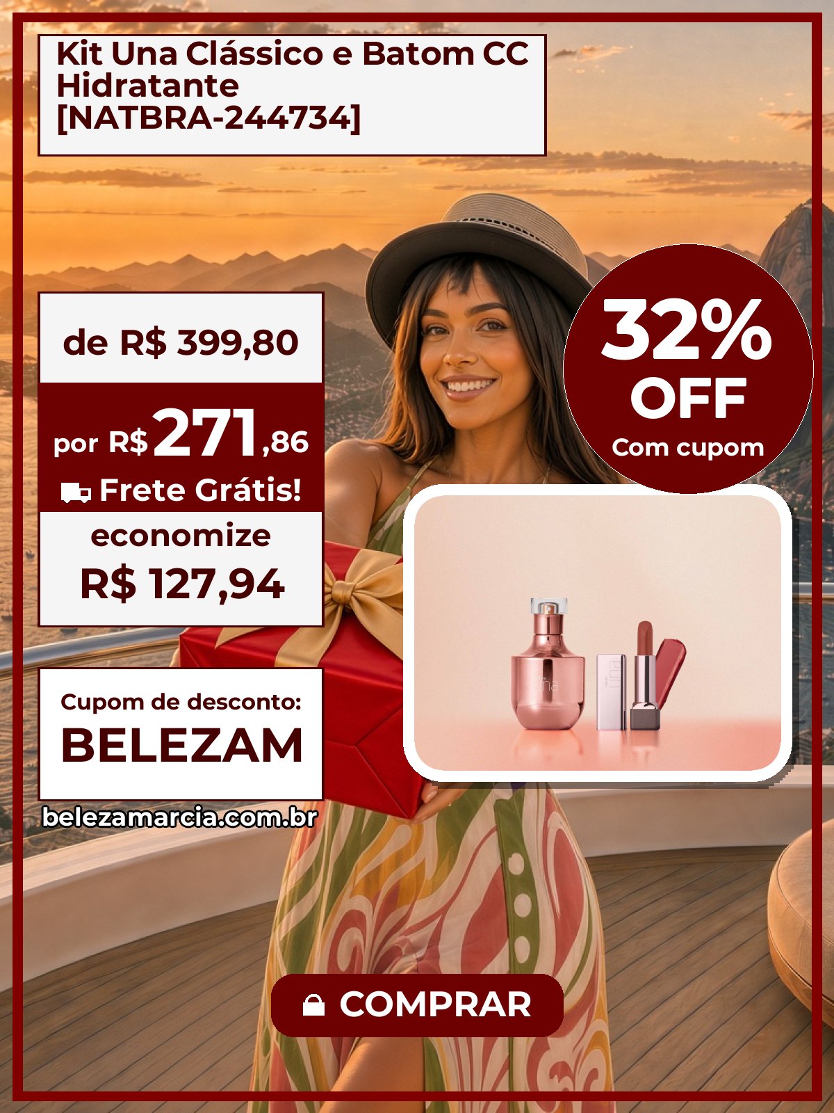 Kit Una Clássico e Batom CC Hidratante [NATBRA-244734]