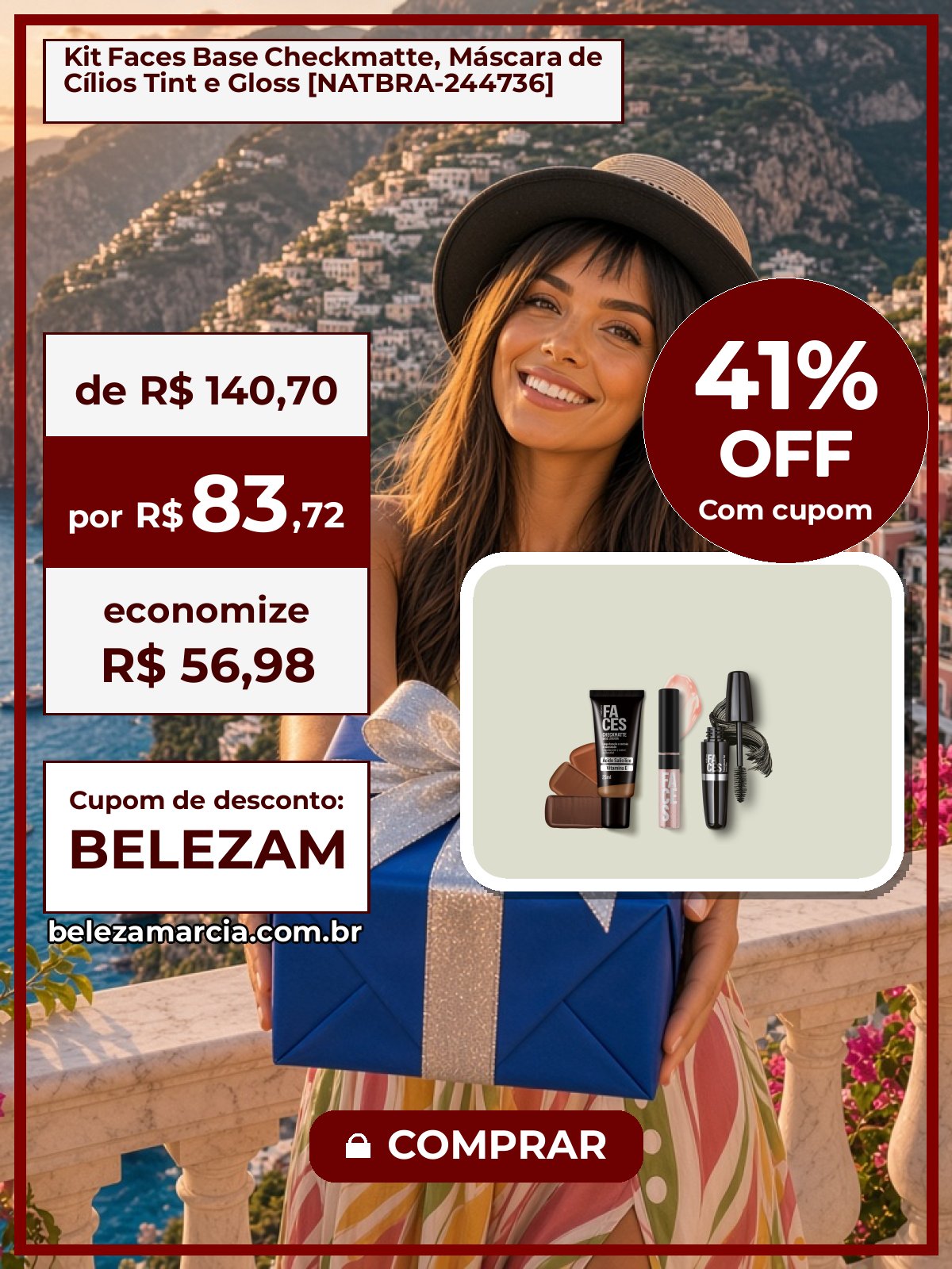 Kit Faces Base Checkmatte, Máscara de Cílios Tint e Gloss [NATBRA-244736]