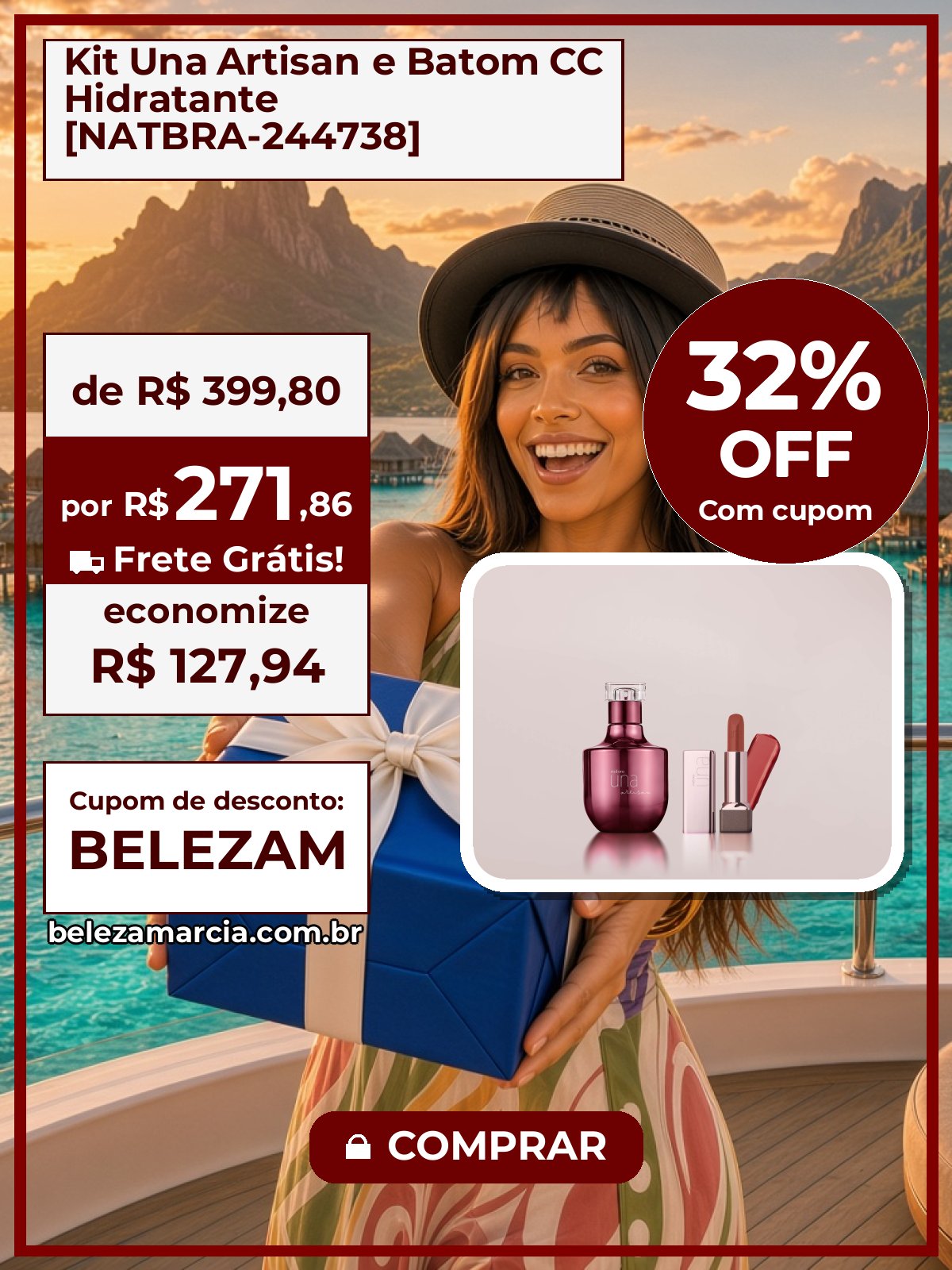 Kit Una Artisan e Batom CC Hidratante [NATBRA-244738]