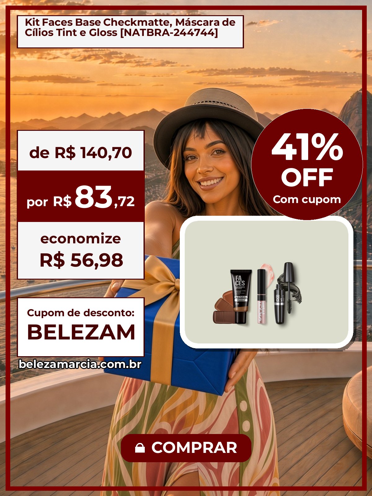 Kit Faces Base Checkmatte, Máscara de Cílios Tint e Gloss [NATBRA-244744]