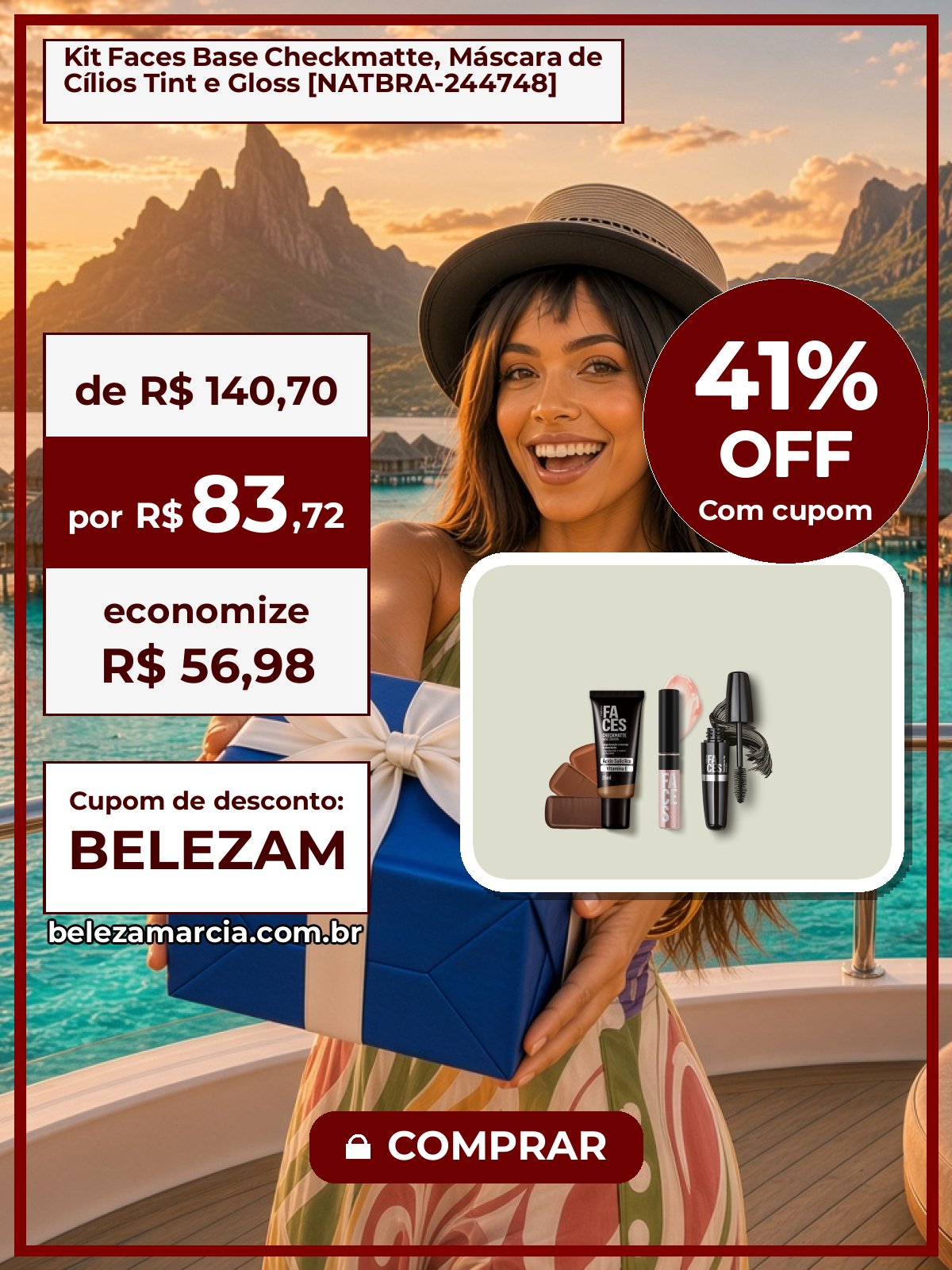 Kit Faces Base Checkmatte, Máscara de Cílios Tint e Gloss [NATBRA-244748]