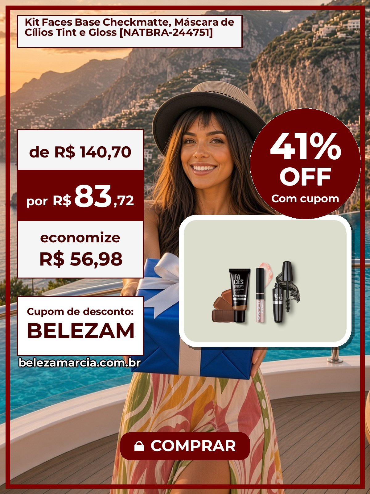 Kit Faces Base Checkmatte, Máscara de Cílios Tint e Gloss [NATBRA-244751]