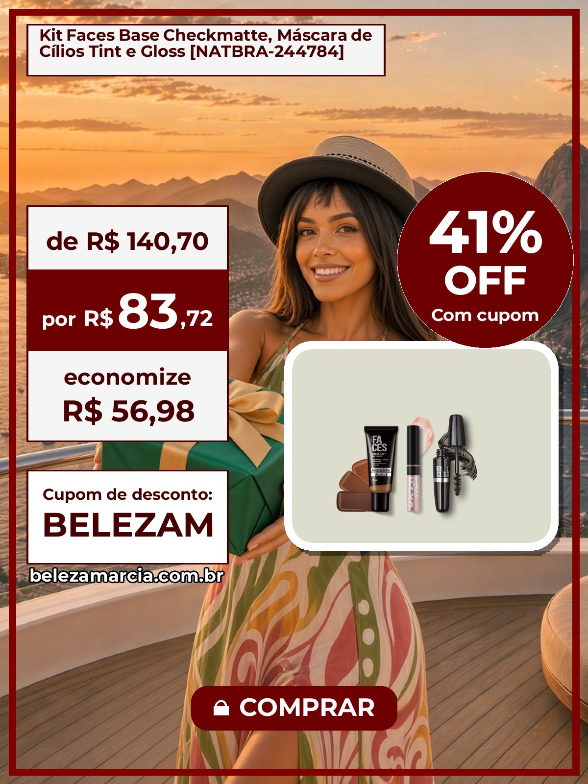 Kit Faces Base Checkmatte, Máscara de Cílios Tint e Gloss [NATBRA-244784]