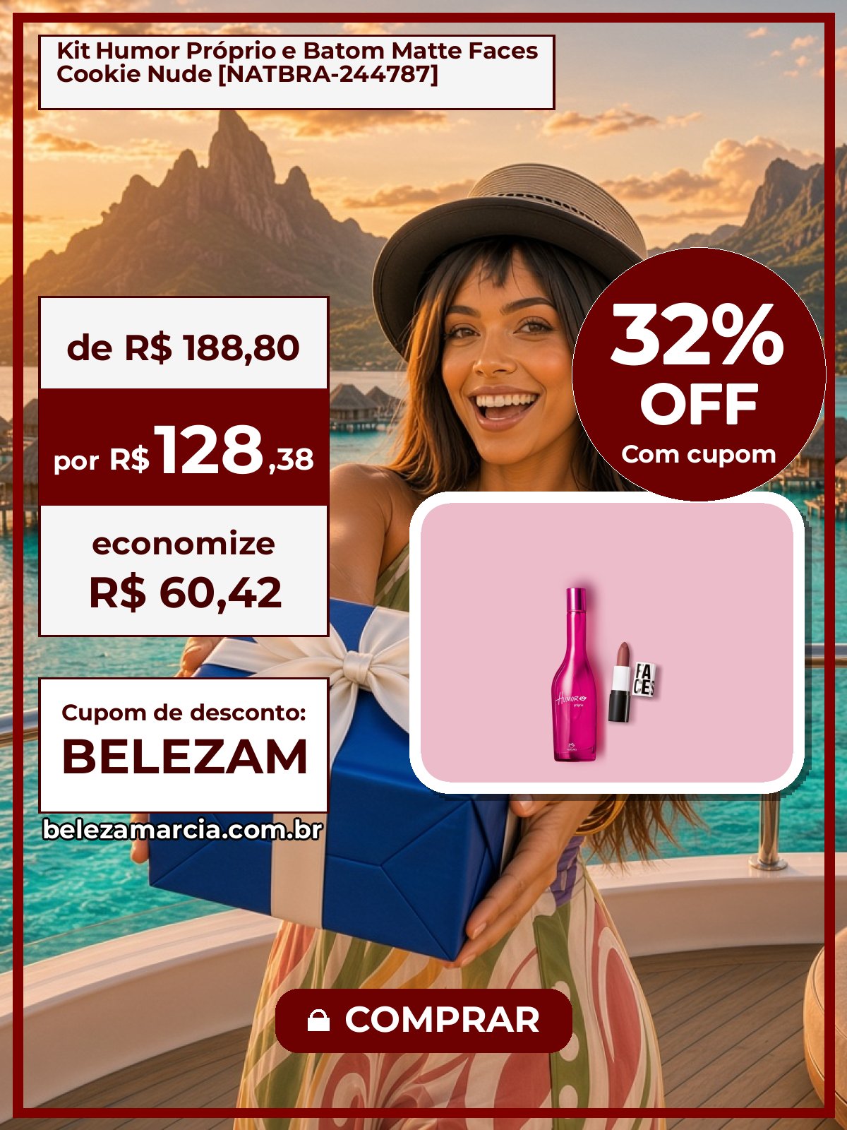 Kit Humor Próprio e Batom Matte Faces Cookie Nude [NATBRA-244787]