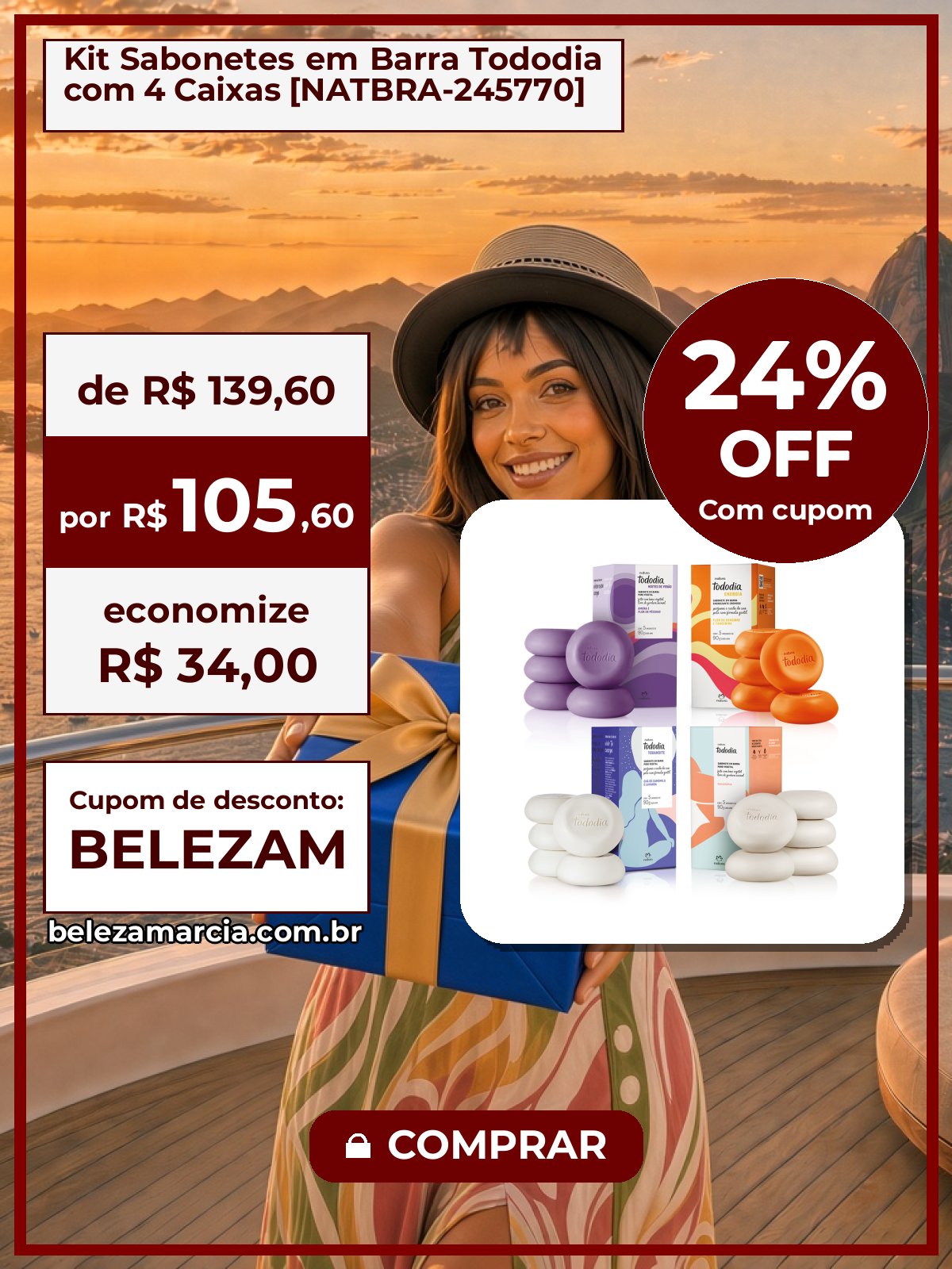 Kit Sabonetes em Barra Tododia com 4 Caixas [NATBRA-245770]