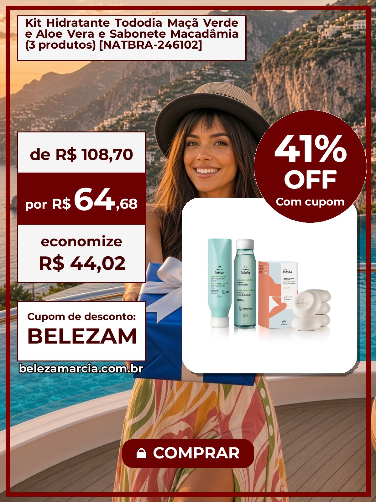 Kit Hidratante Tododia Maçã Verde e Aloe Vera e Sabonete Macadâmia (3 produtos) [NATBRA-246102]