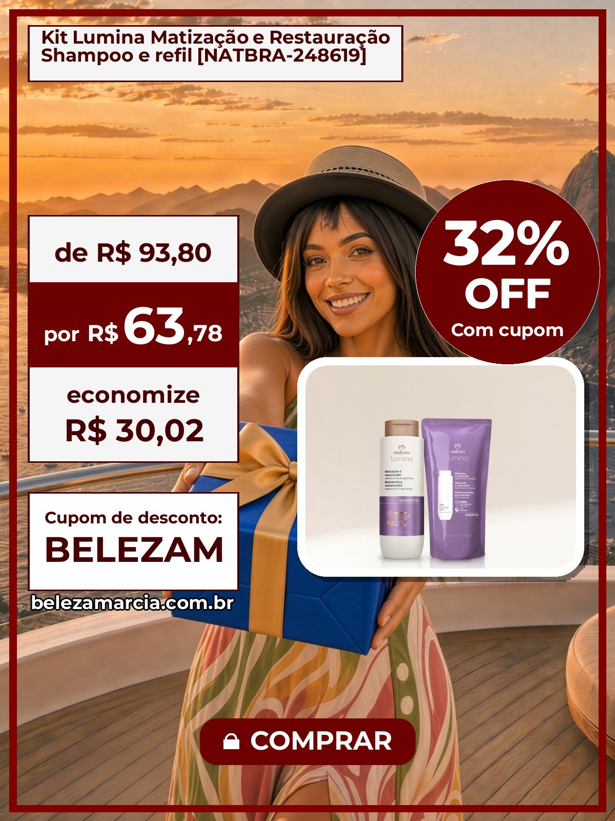 Kit Lumina Matização e Restauração Shampoo e refil [NATBRA-248619]