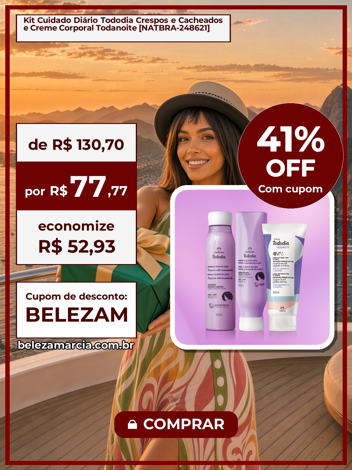 Kit Cuidado Diário Tododia Crespos e Cacheados e Creme Corporal Todanoite [NATBRA-248621]