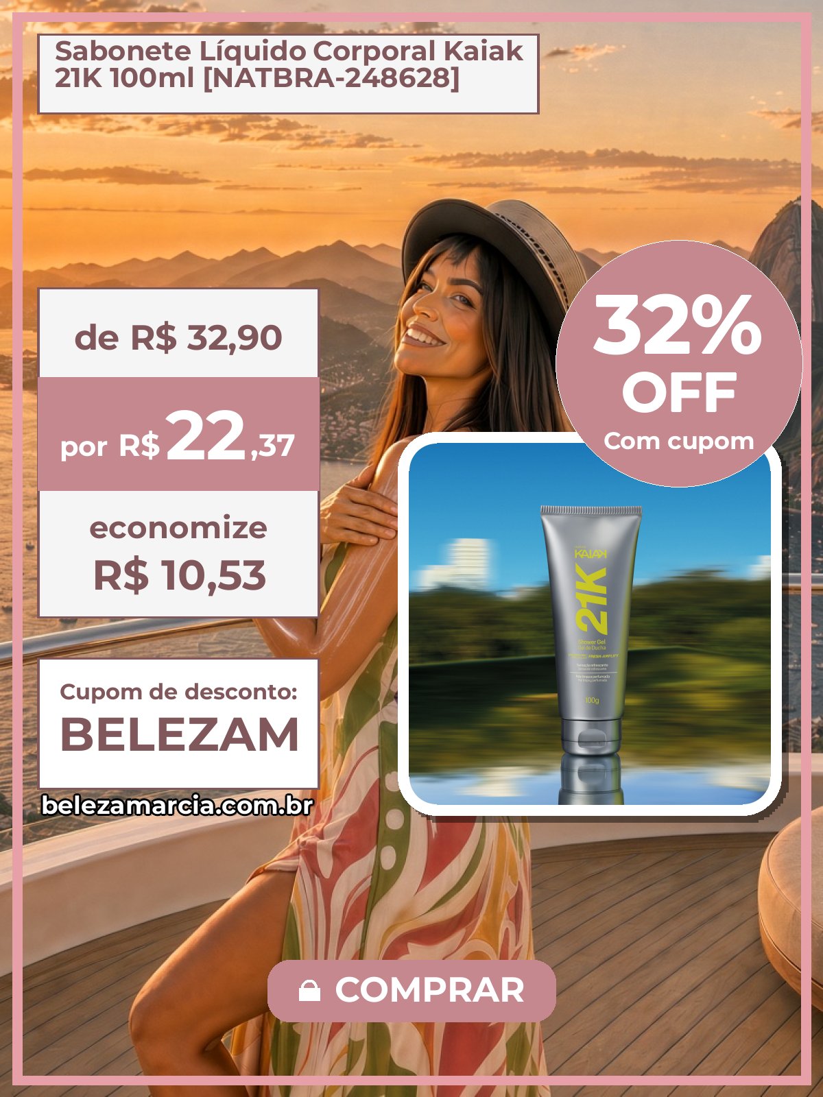 Sabonete Líquido Corporal Kaiak 21K 100ml [NATBRA-248628]