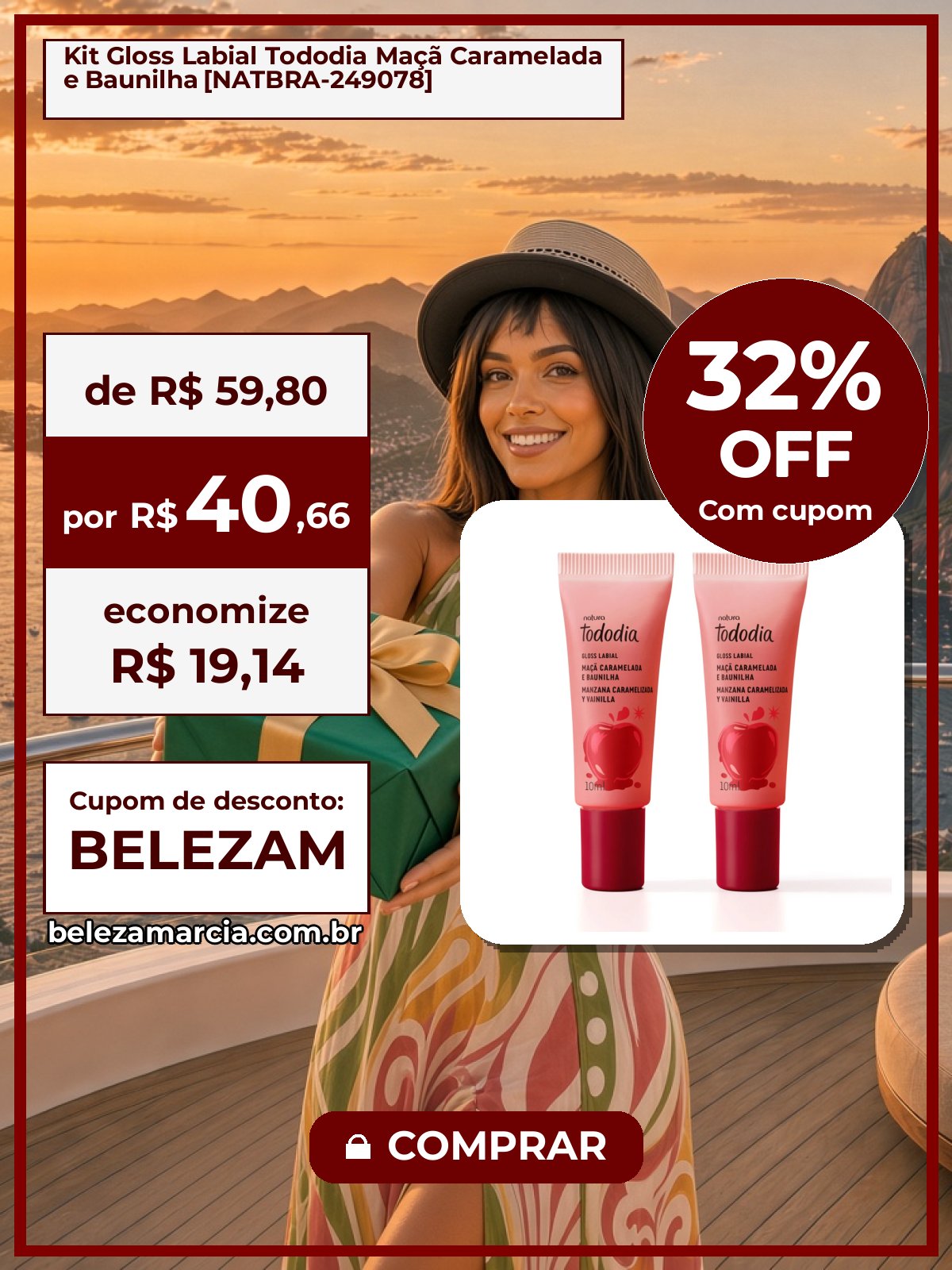 Kit Gloss Labial Tododia Maçã Caramelada e Baunilha [NATBRA-249078]