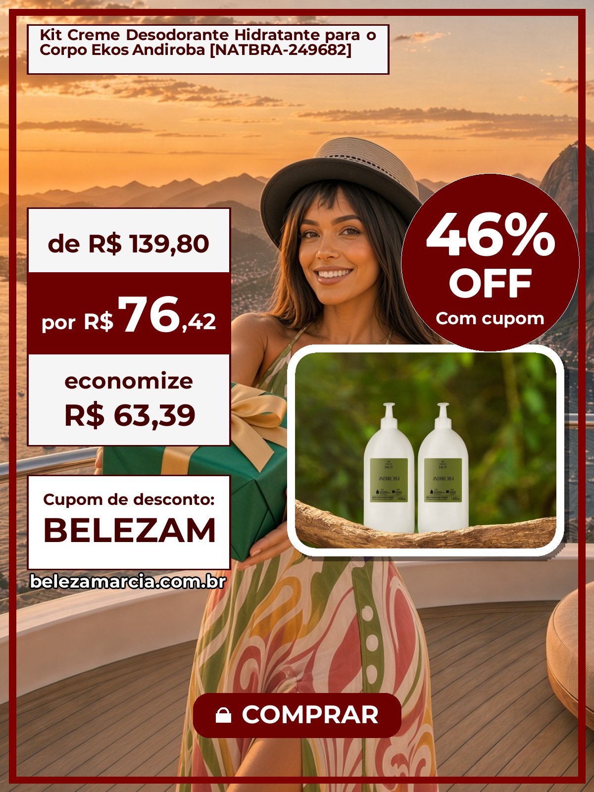 Kit Creme Desodorante Hidratante para o Corpo Ekos Andiroba [NATBRA-249682]
