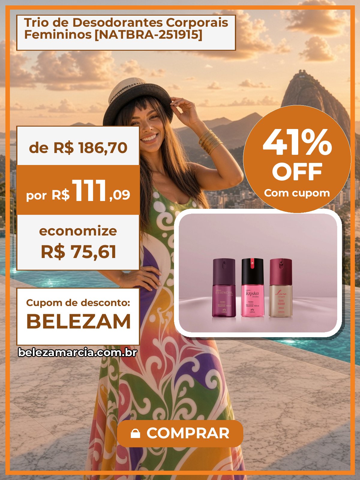 Trio de Desodorantes Corporais Femininos [NATBRA-251915]