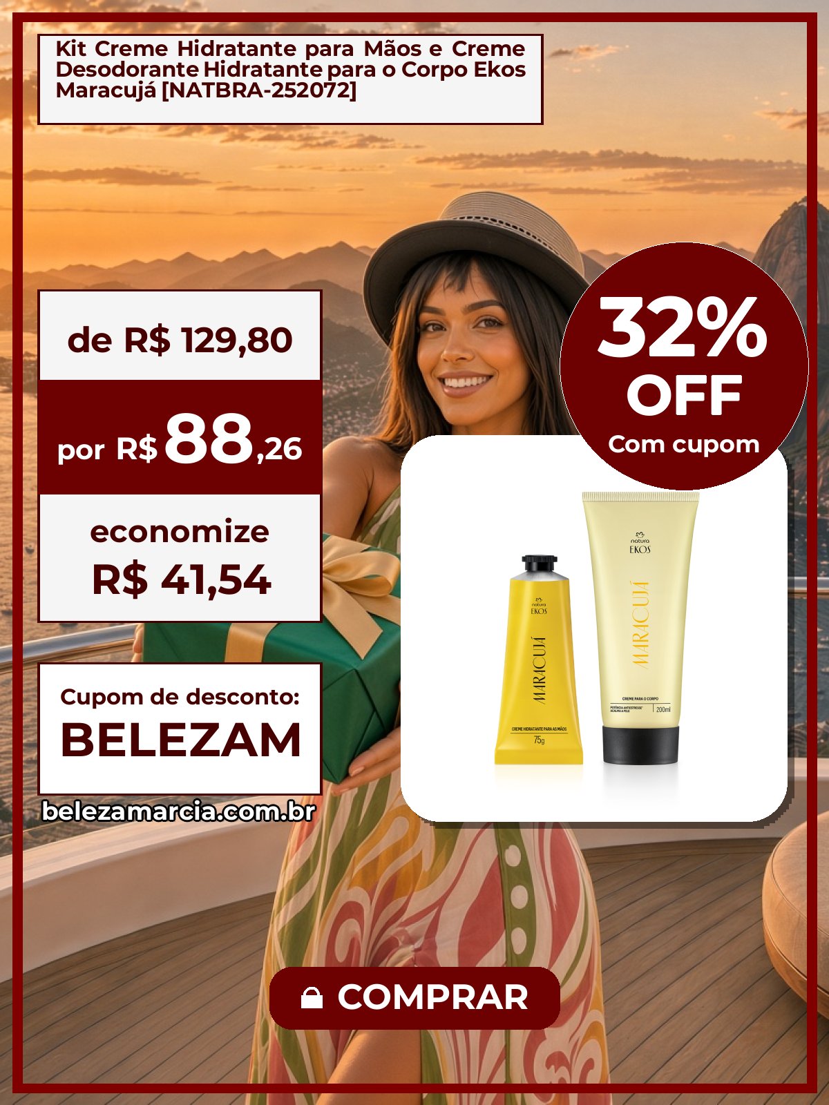 Kit Creme Hidratante para Mãos e Creme Desodorante Hidratante para o Corpo Ekos Maracujá [NATBRA-252072]