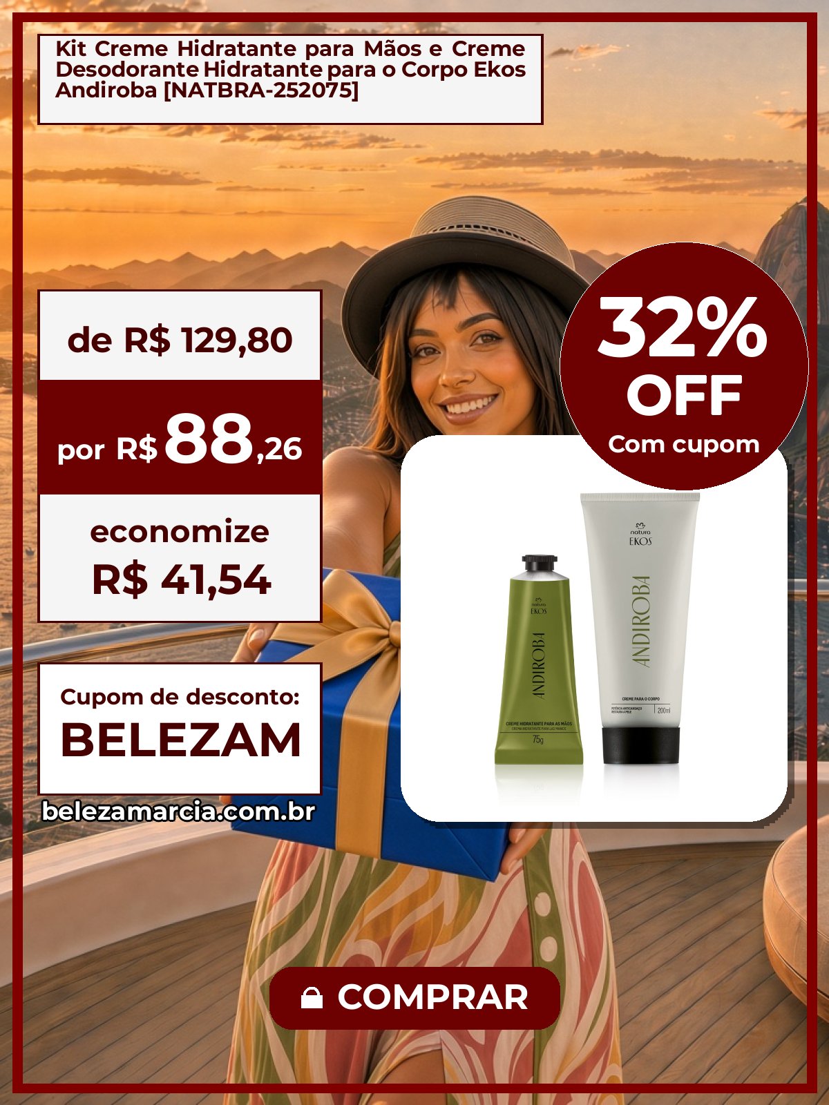 Kit Creme Hidratante para Mãos e Creme Desodorante Hidratante para o Corpo Ekos Andiroba [NATBRA-252075]