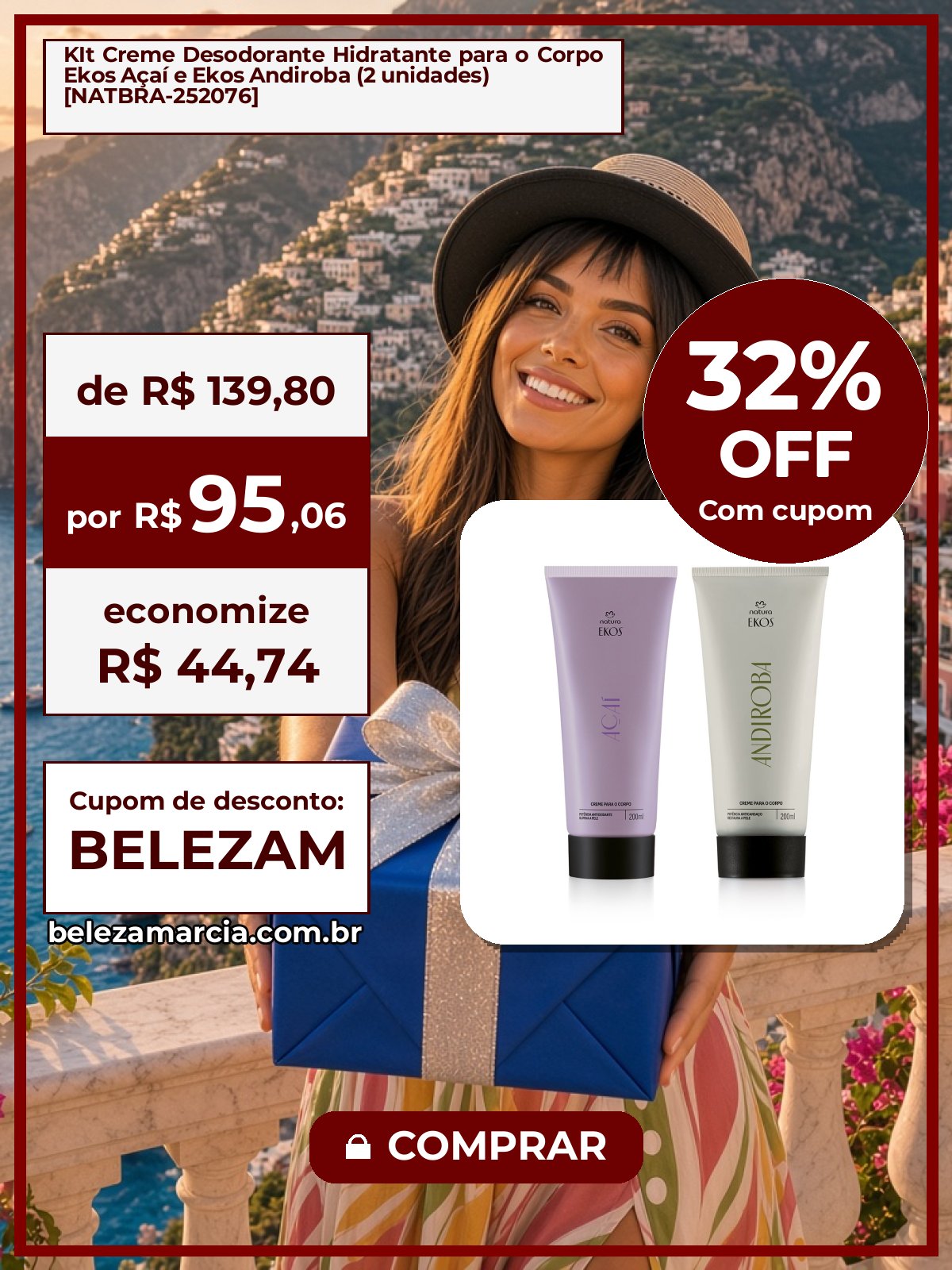 KIt Creme Desodorante Hidratante para o Corpo Ekos Açaí e Ekos Andiroba (2 unidades) [NATBRA-252076]