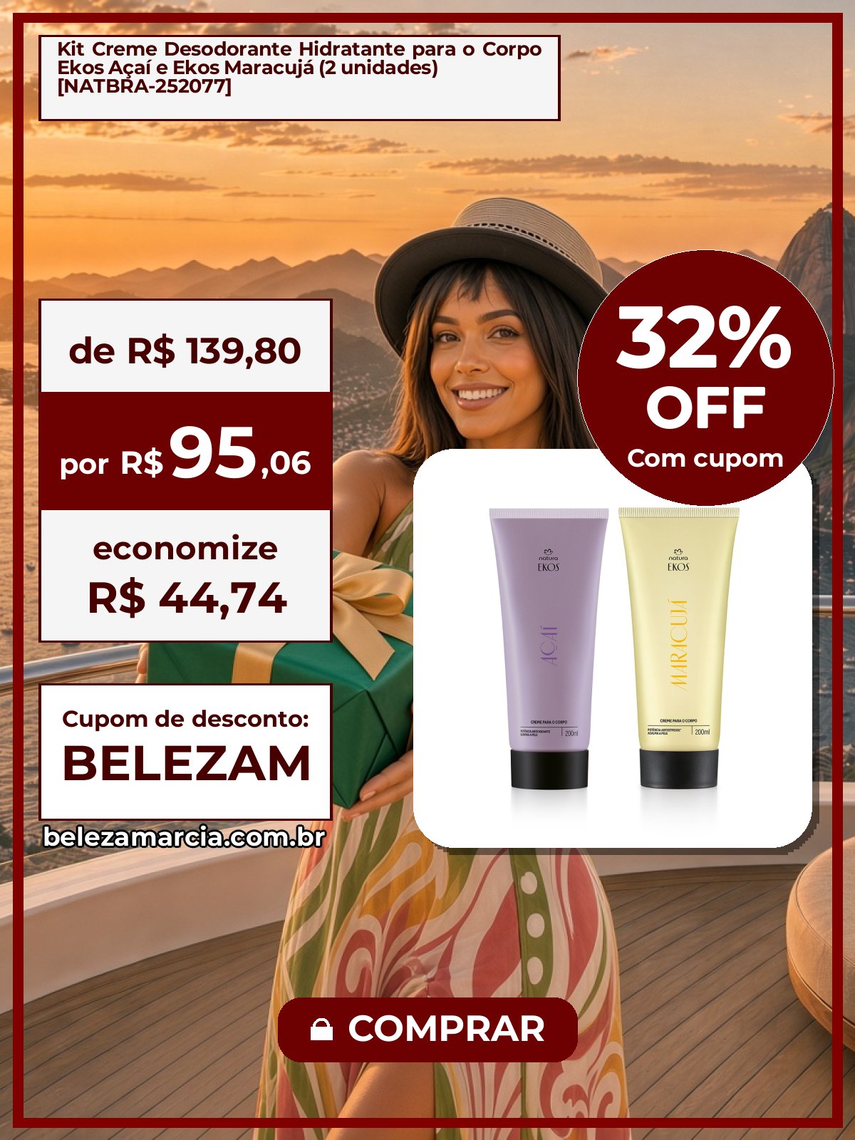 Kit Creme Desodorante Hidratante para o Corpo Ekos Açaí e Ekos Maracujá (2 unidades) [NATBRA-252077]
