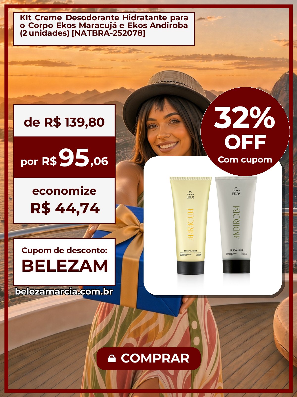 KIt Creme Desodorante Hidratante para o Corpo Ekos Maracujá e Ekos Andiroba (2 unidades) [NATBRA-252078]