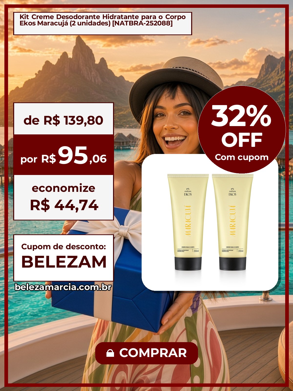 Kit Creme Desodorante Hidratante para o Corpo Ekos Maracujá (2 unidades) [NATBRA-252088]