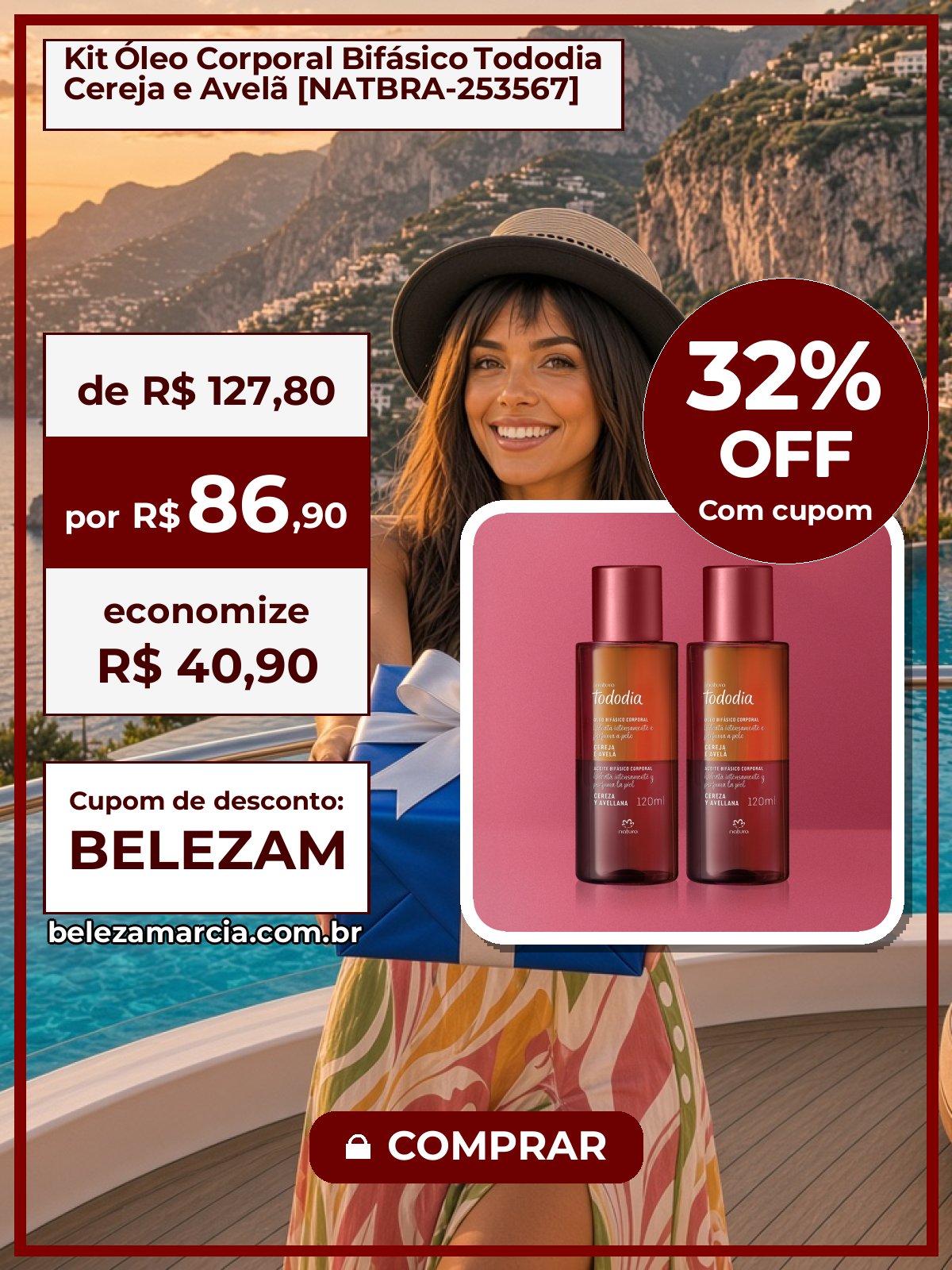 Kit Óleo Corporal Bifásico Tododia Cereja e Avelã [NATBRA-253567]