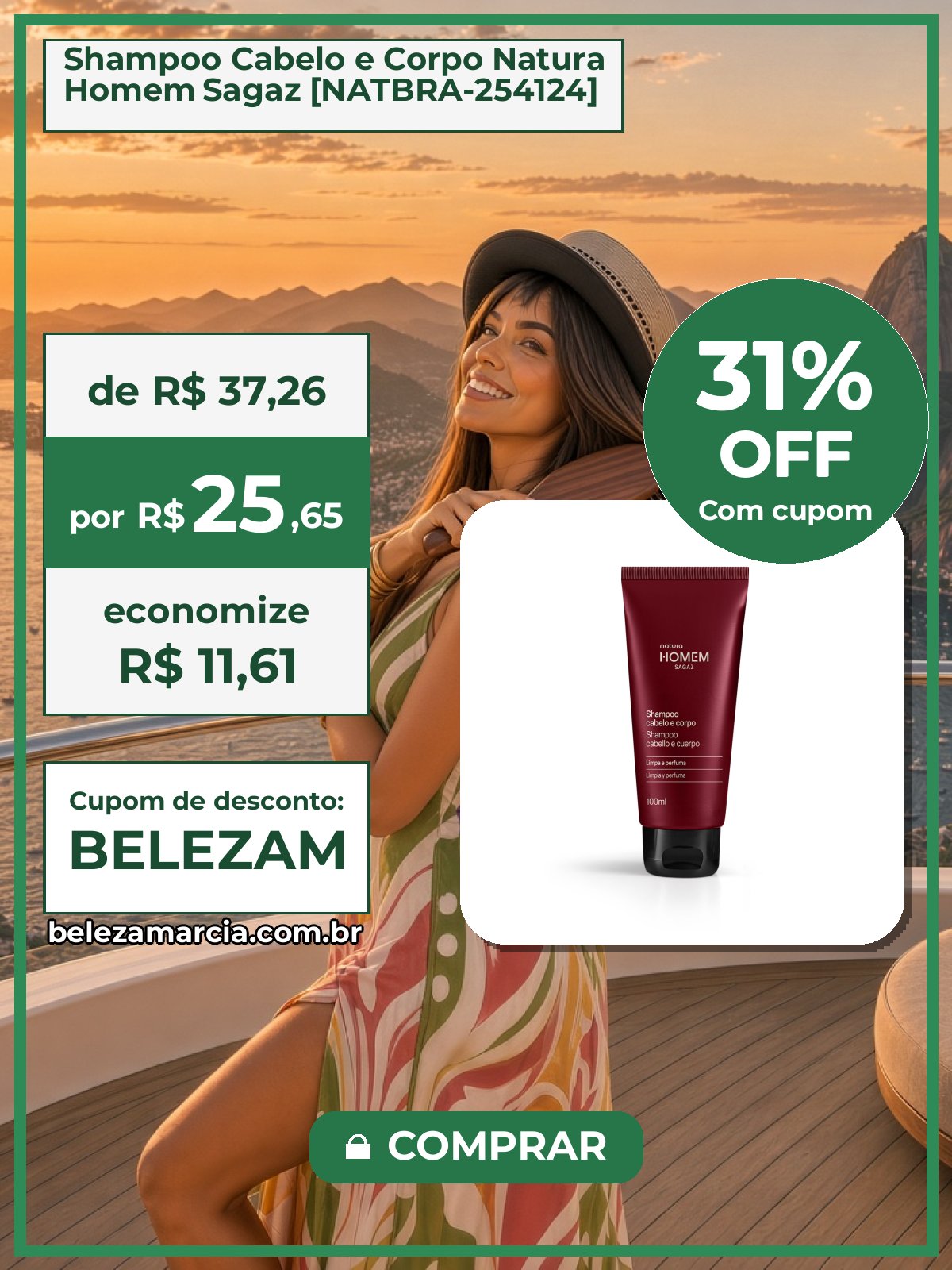 Shampoo Cabelo e Corpo Natura Homem Sagaz [NATBRA-254124]