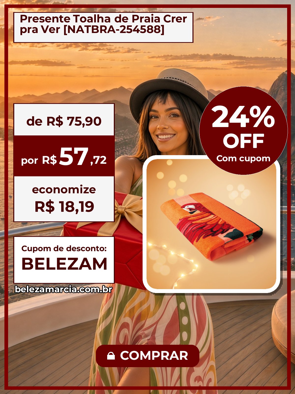 Presente Toalha de Praia Crer pra Ver [NATBRA-254588]