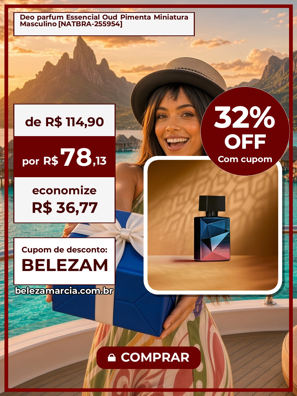 Deo parfum Essencial Oud Pimenta Miniatura Masculino [NATBRA-255954]