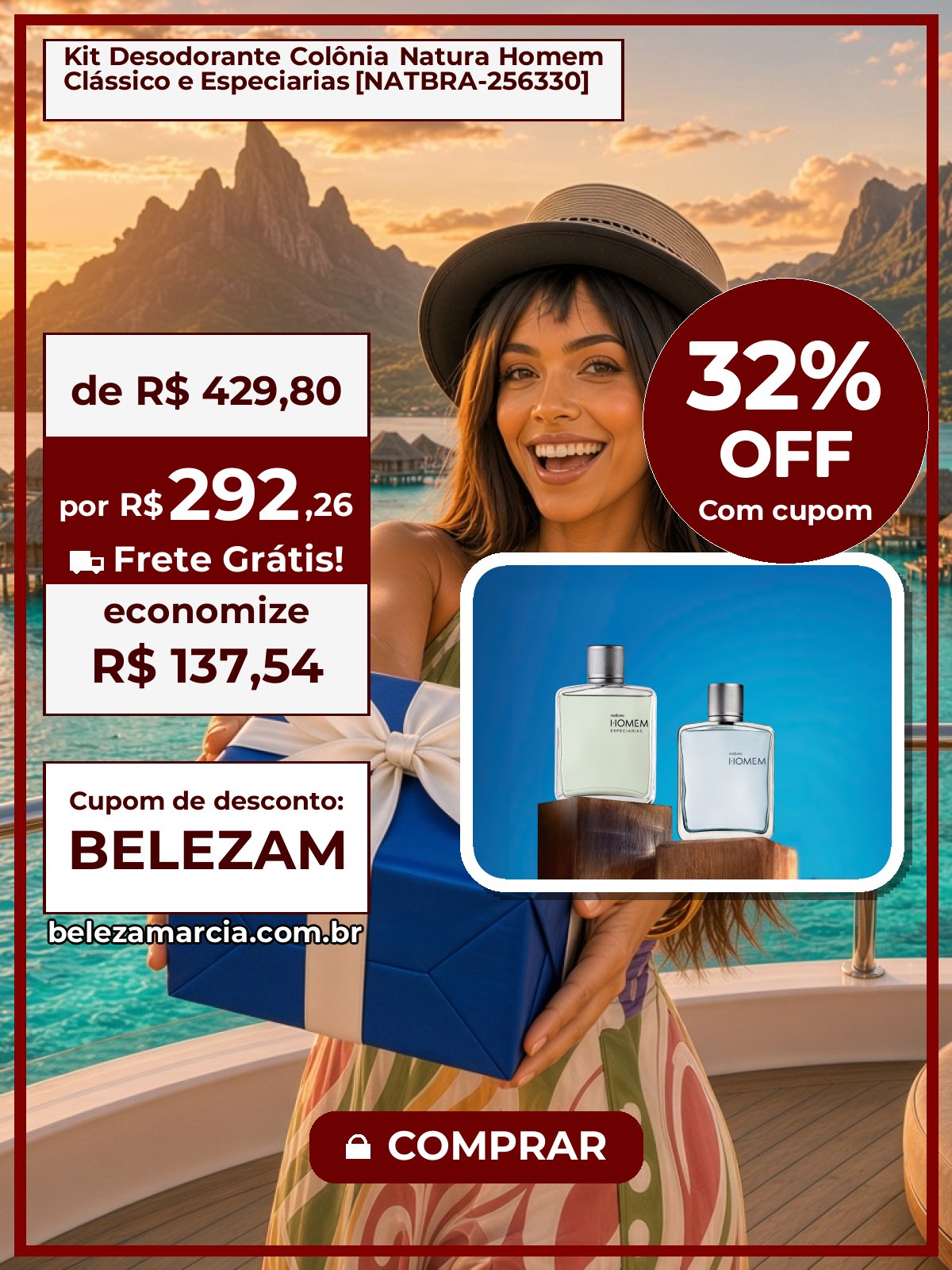 Kit Desodorante Colônia Natura Homem Clássico e Especiarias [NATBRA-256330]